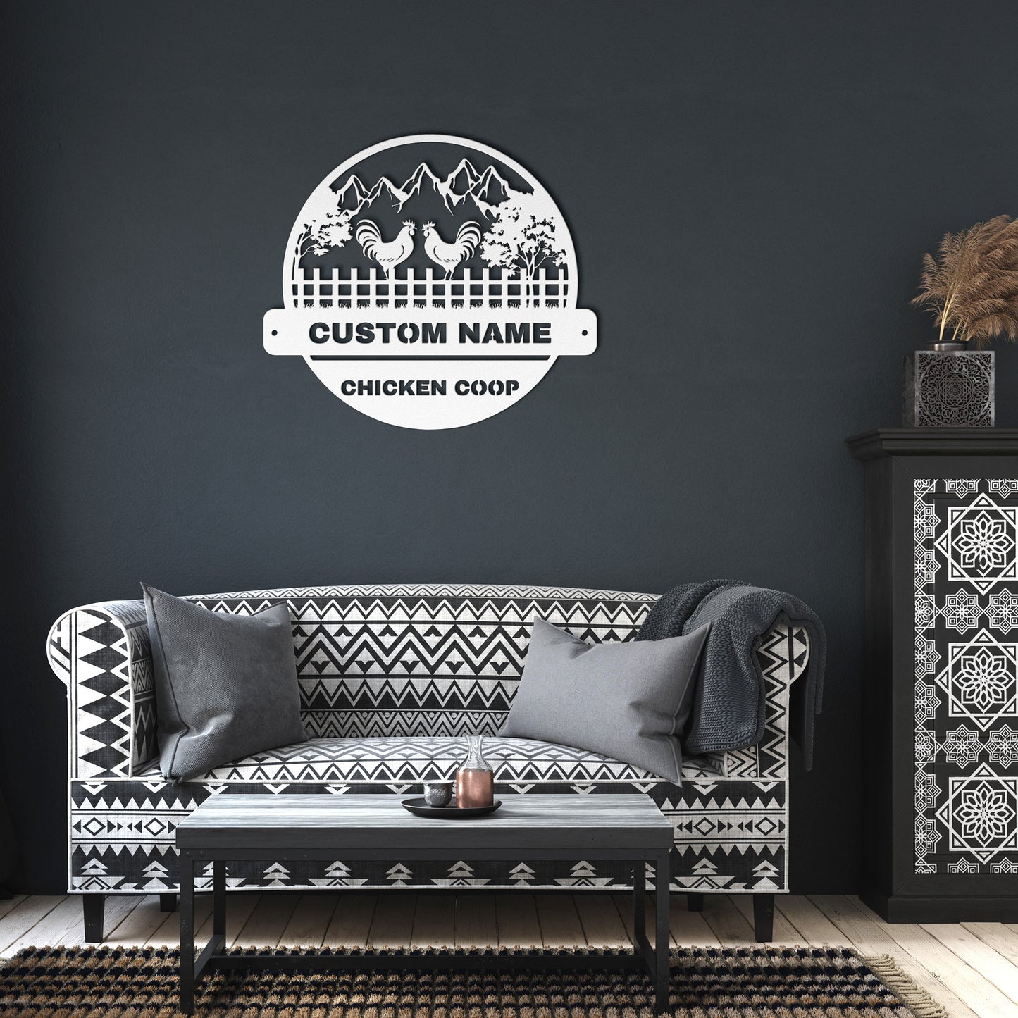 Chicken coop Metal Sign Wall Art, Personalized Hen House Sign, Rooster Metal Sign, Farmhouse Decor, Metal Farm Sign.