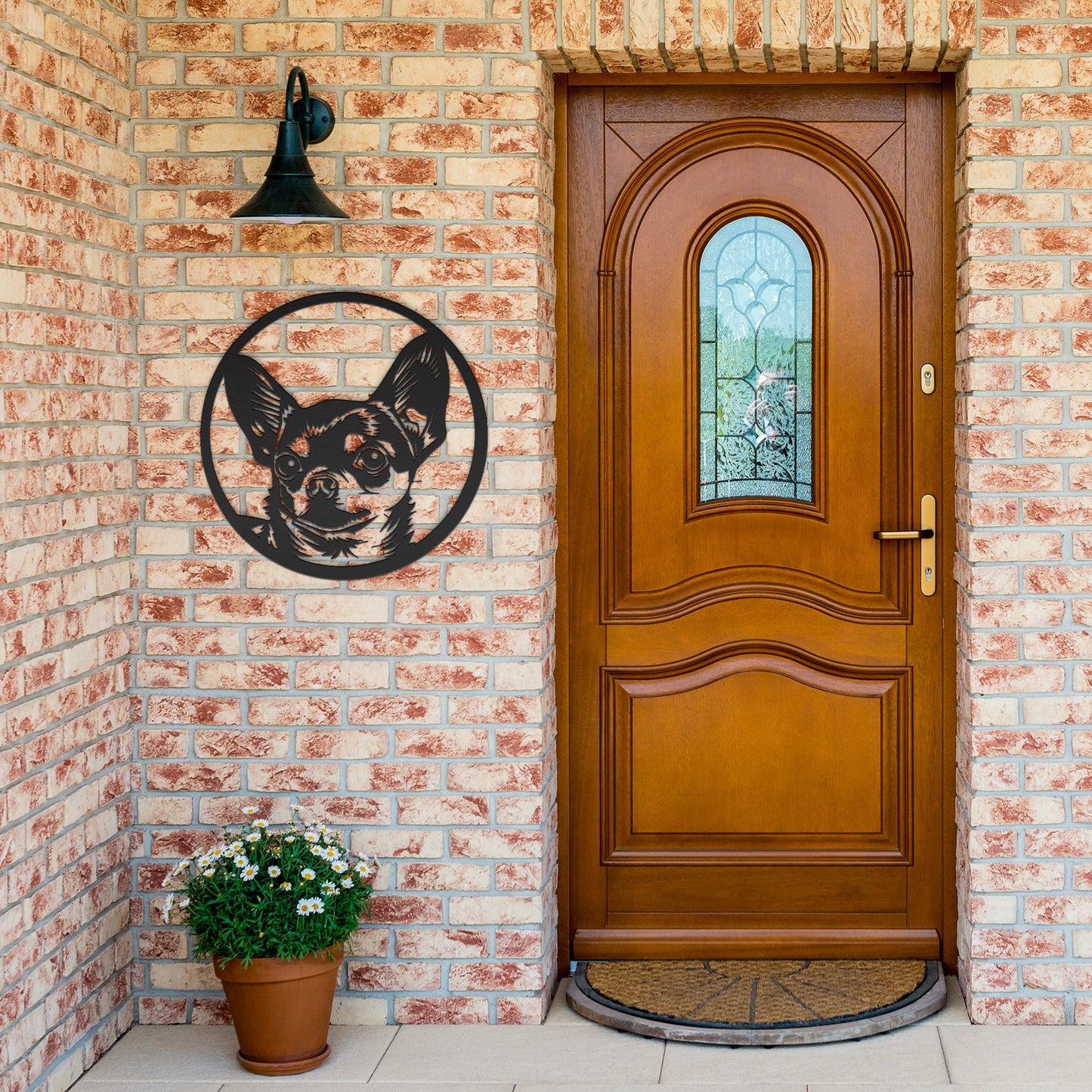 Chiwawa Silhouette Round Metal Sign, Pet Memorial, Custom Text Or Address, Pet Owner Gift, Dog Metal Wall Art