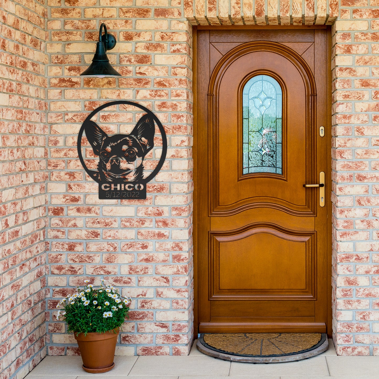 Chiwawa Silhouette Round Metal Sign, Pet Memorial, Custom Text Or Address, Pet Owner Gift, Dog Metal Wall Art