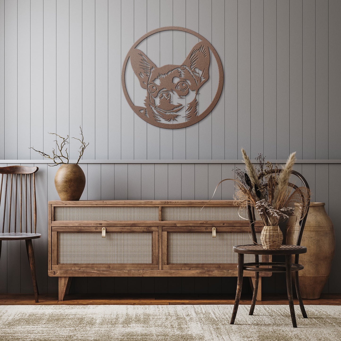 Chiwawa Silhouette Round Metal Sign, Pet Memorial, Custom Text Or Address, Pet Owner Gift, Dog Metal Wall Art