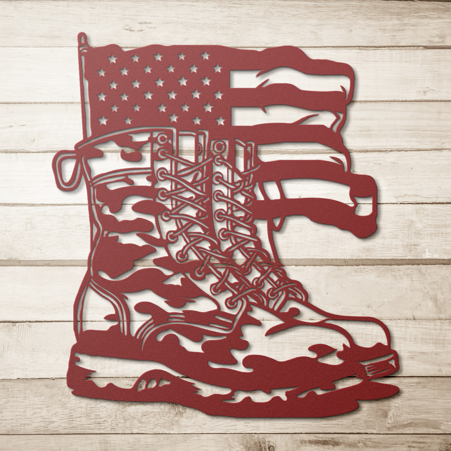 Combat_boots_American_Flag_Metal_Wall_Ar_Red_Simple_Wood_BKGD_Mockup.png