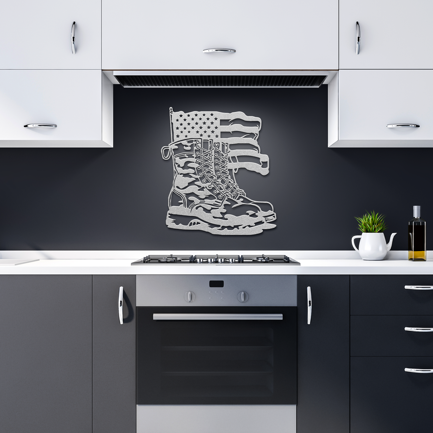 Combat_boots_American_Flag_Metal_Wall_Ar_Silver_Dark_Kitchen_Mockup.png