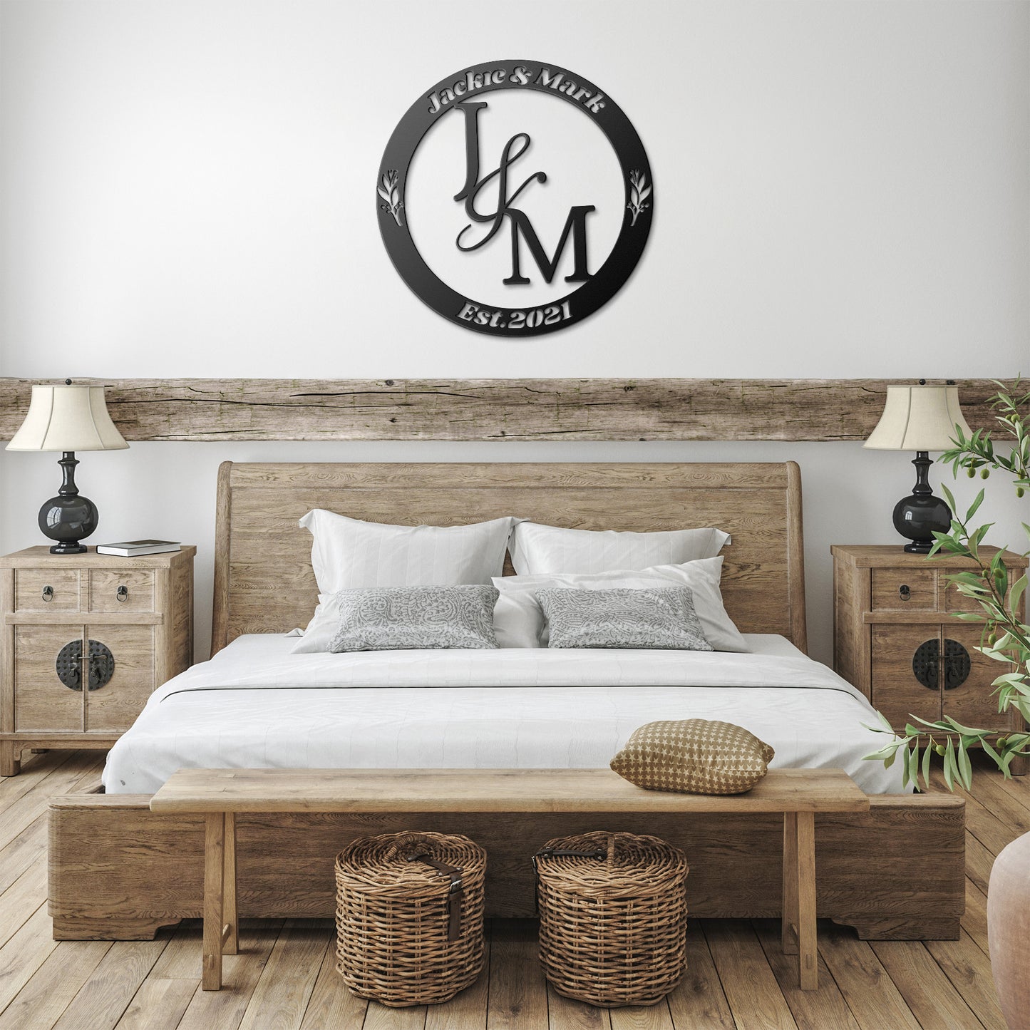 Couple Initials Metal Sign Example Jackie & Mark, With Anniversary Date, Valantine Gift, Engagement wedding gift, Housewarming Metal Sign