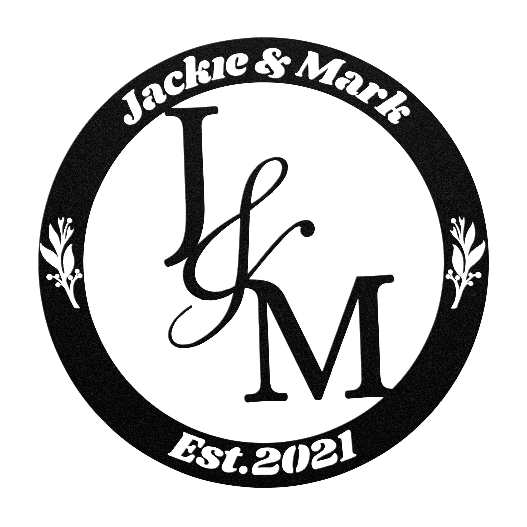 Couple Initials Metal Sign Example Jackie & Mark, With Anniversary Dat ...