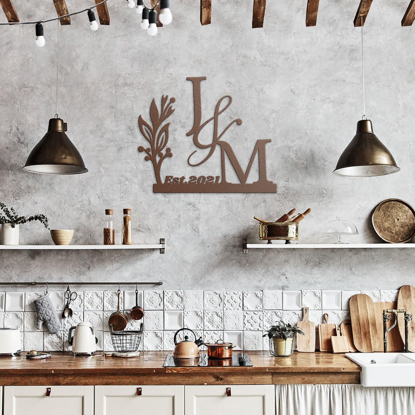 Couple Initials Metal Sign Example Jackie & Mark, With Anniversary Date, Valantine Gift, Engagement wedding gift, Housewarming Metal Sign