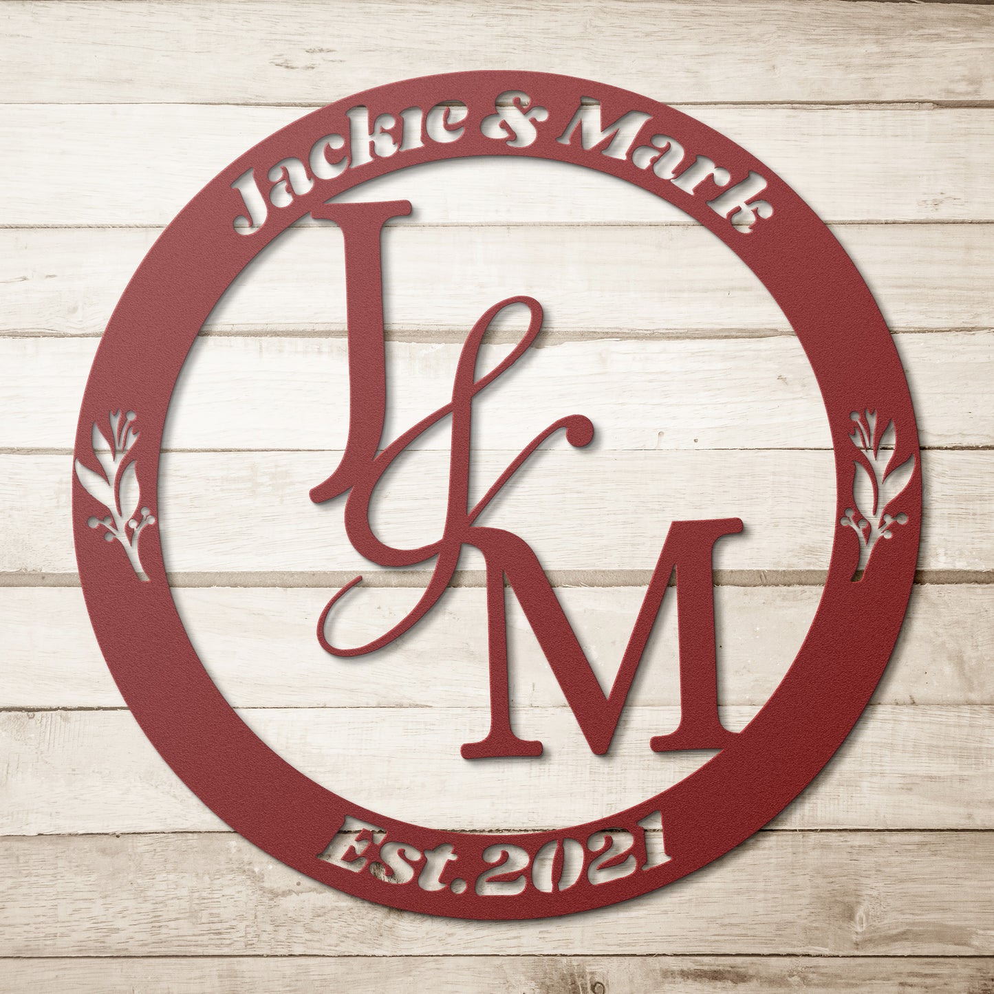 Couple Initials Metal Sign Example Jackie & Mark, With Anniversary Date, Valantine Gift, Engagement wedding gift, Housewarming Metal Sign