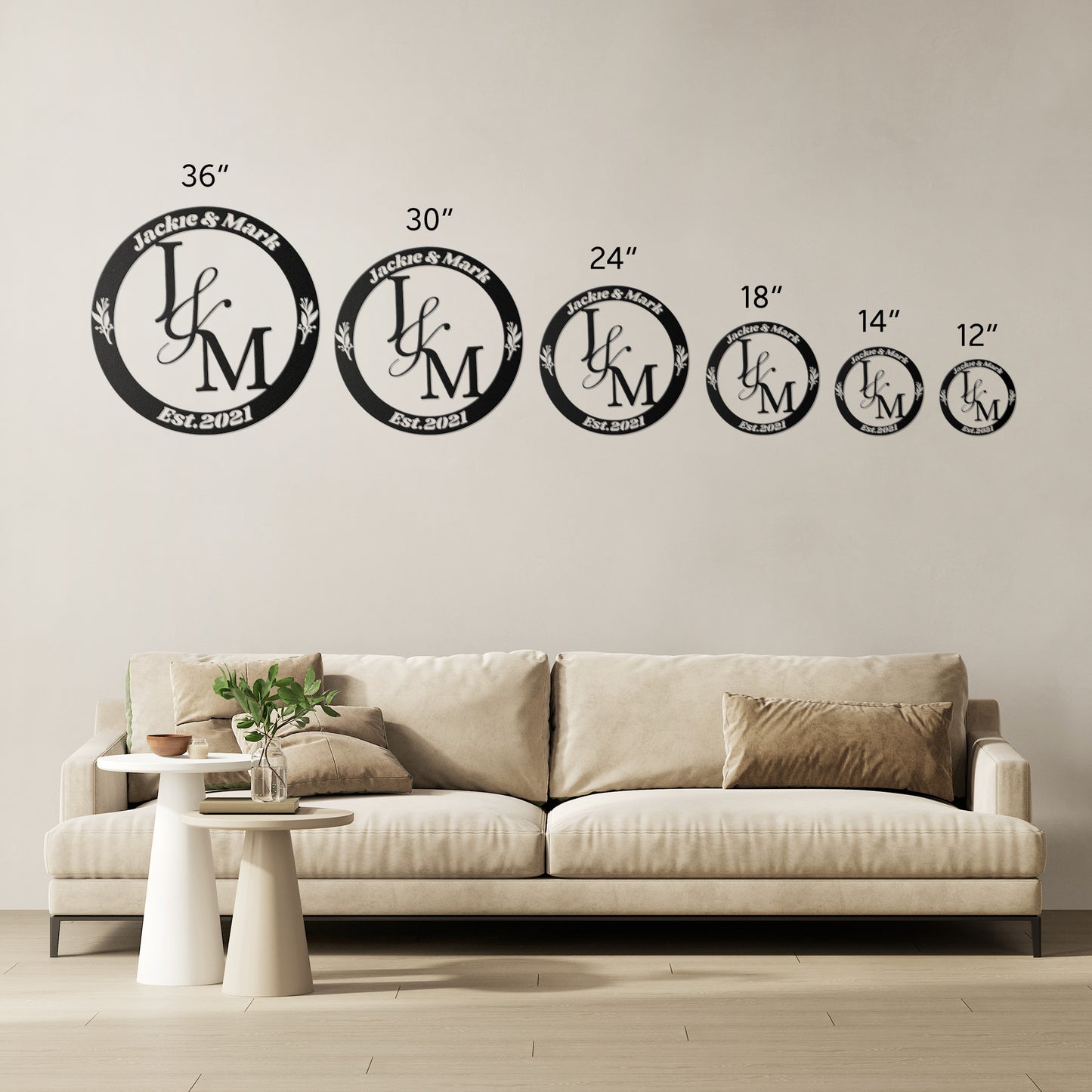 Couple Initials Metal Sign Example Jackie & Mark, With Anniversary Date, Valantine Gift, Engagement wedding gift, Housewarming Metal Sign