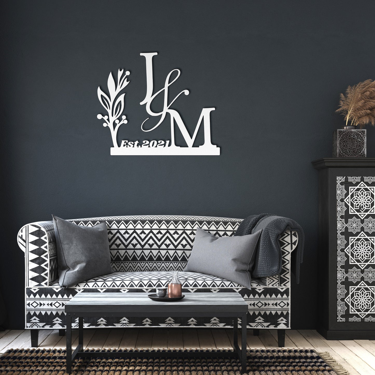 Couple Initials Metal Sign Example Jackie & Mark, With Anniversary Date, Valantine Gift, Engagement wedding gift, Housewarming Metal Sign