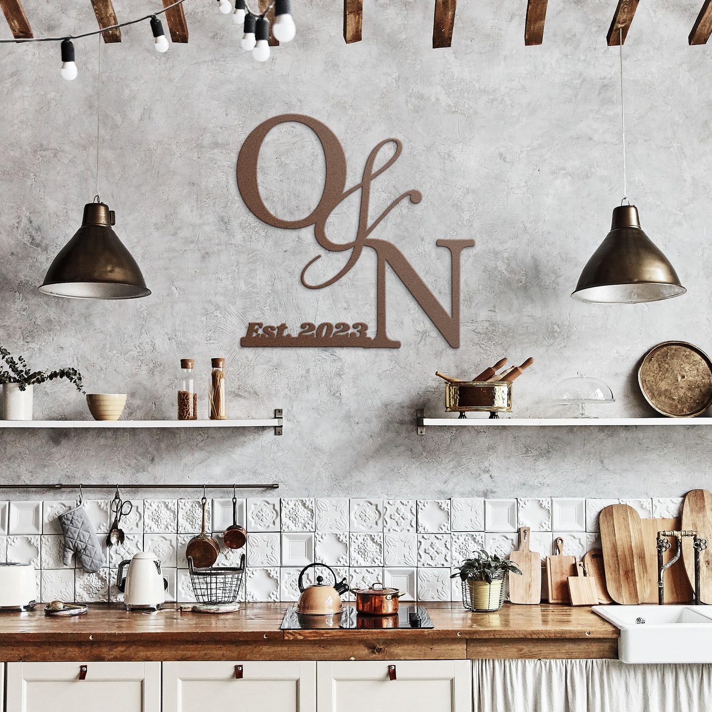 Couple Initials Metal Sign Example Olivia & Nick, With Anniversary Date, Valantine Gift, Engagement wedding gift, Housewarming Metal Sign