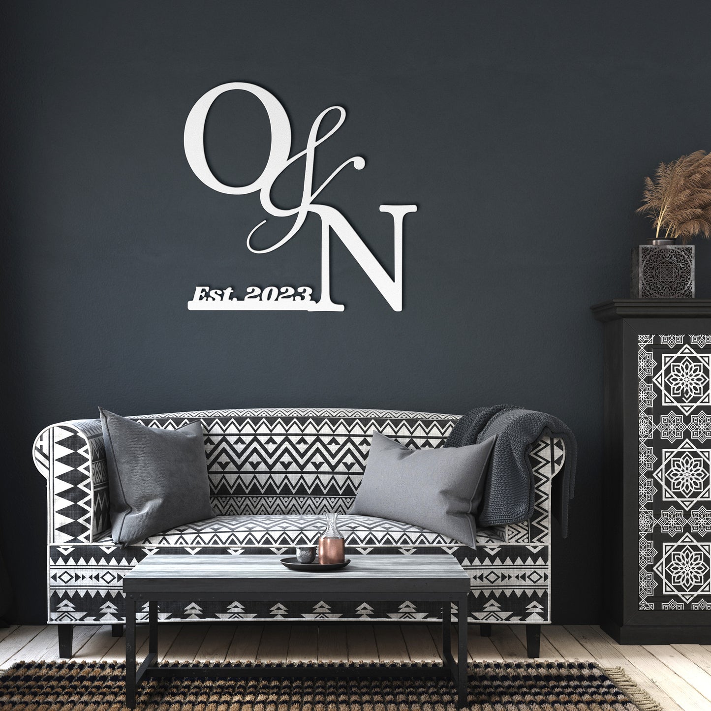 Couple Initials Metal Sign Example Olivia & Nick, With Anniversary Date, Valantine Gift, Engagement wedding gift, Housewarming Metal Sign