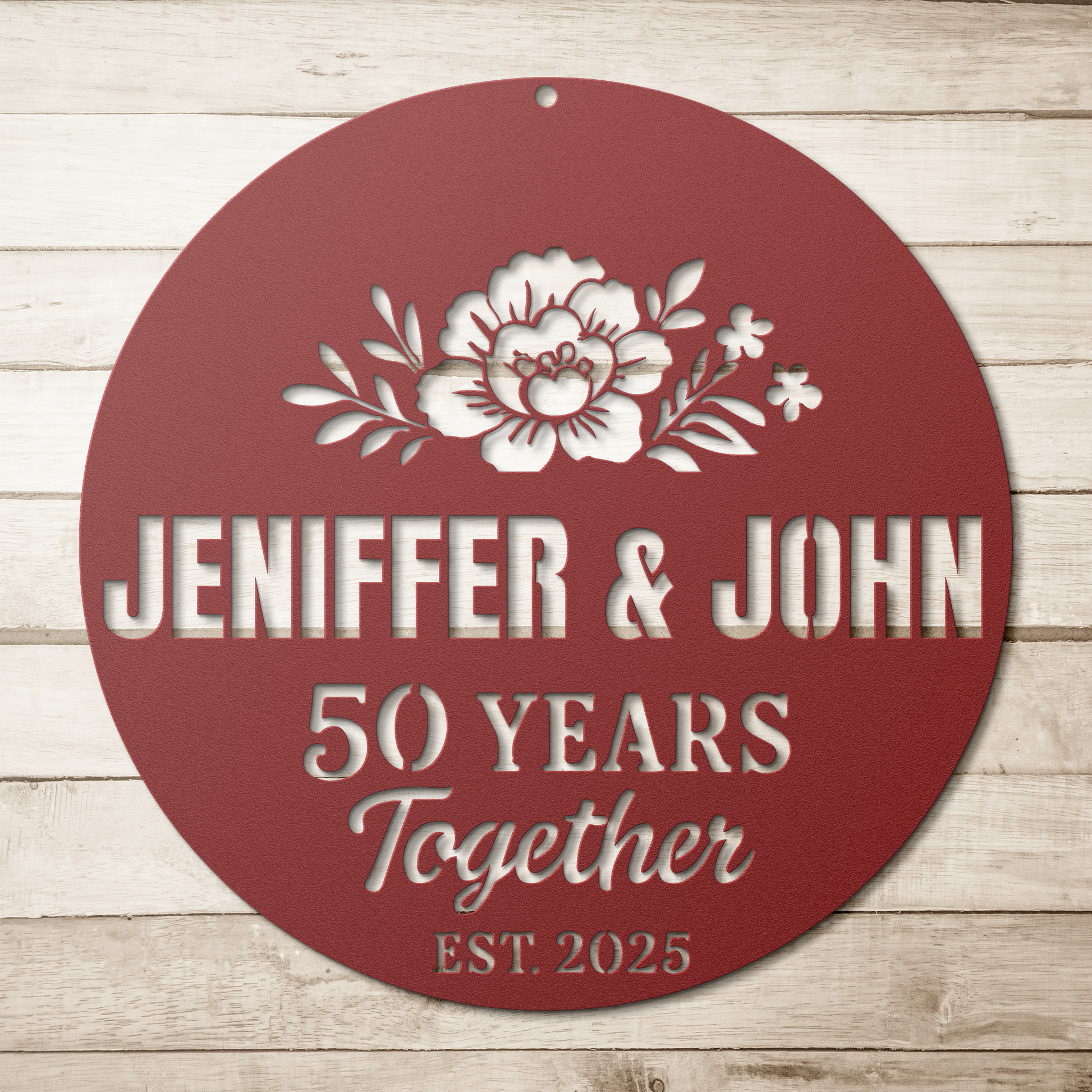 Couples_Milestone_Metal_Sign_Red_Simple_Wood_BKGD_Mockup.png_15729367