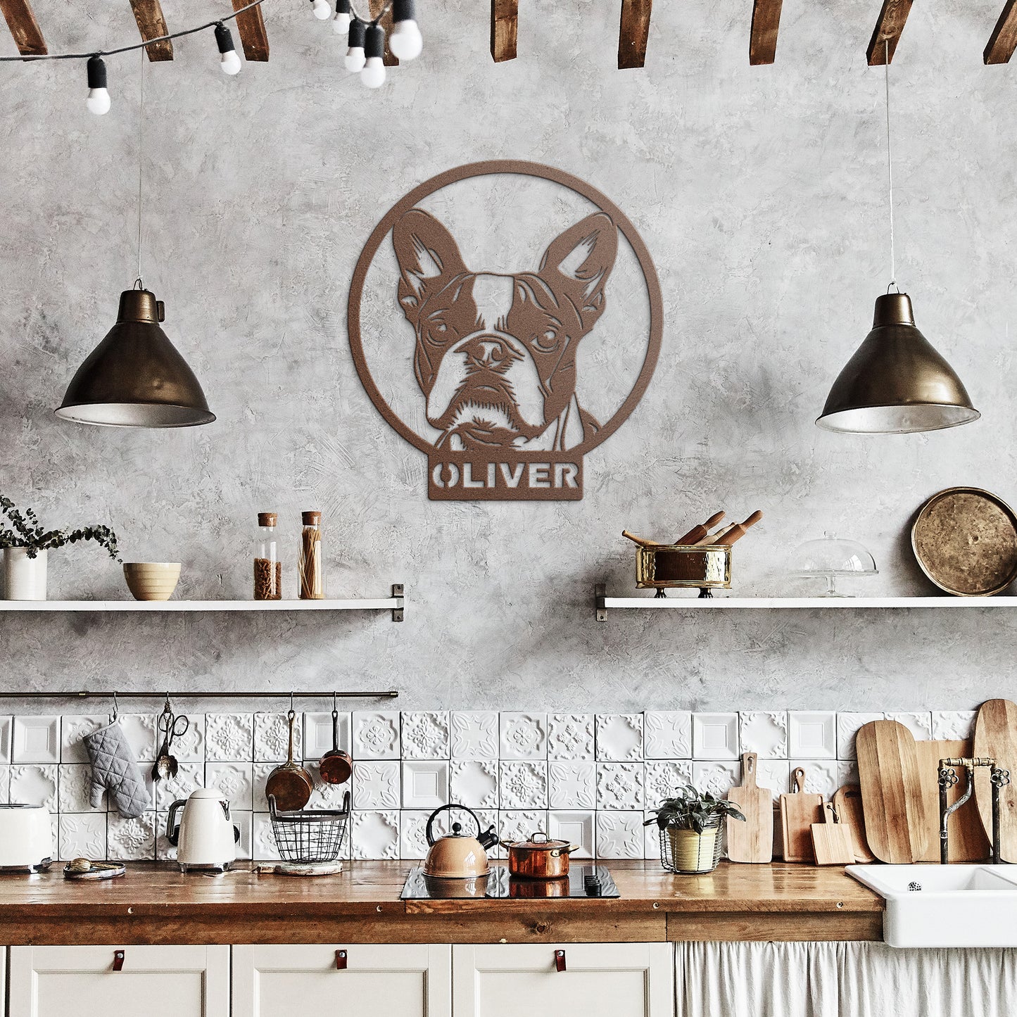 Custom Boston Terrier Dog Metal sign, Personalized Boston Terrier Wall Art, Dog Memorial Gift, Pet Lover, Doghouse Decor