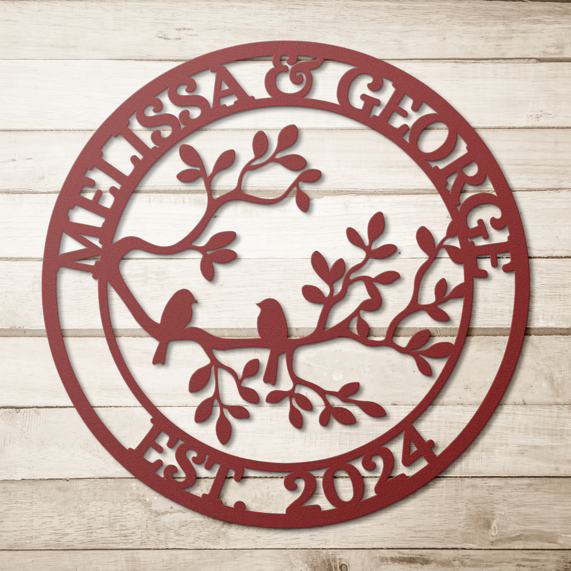 Custom_Couples_Metal_SIgn_with_Birds_Art_Red_Simple_Wood_BKGD_Mockup.png