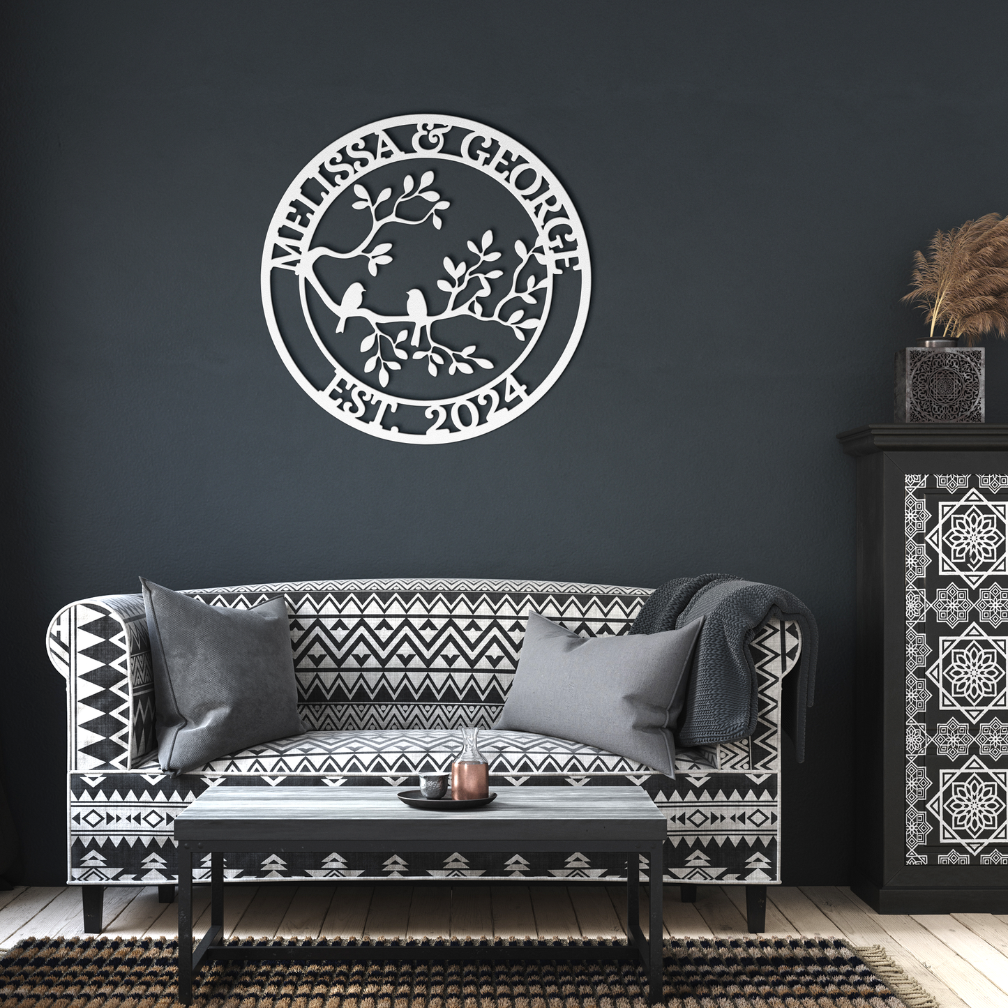 Custom_Couples_Metal_SIgn_with_Birds_Art_White_Dark_Living_Room_Mockup.png