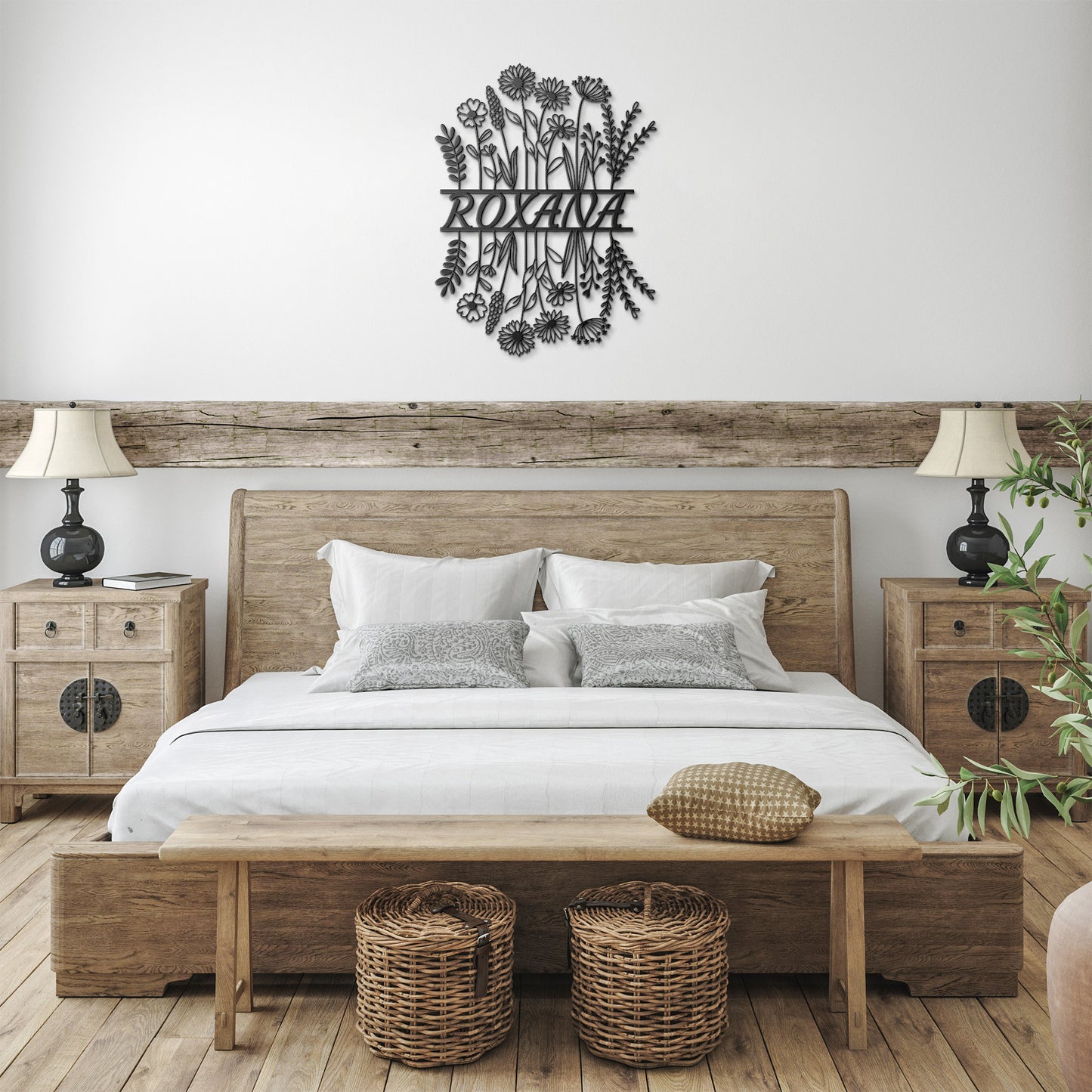 Custom Floral Wall Art, Personalized Floral Family Sign, Living Room and Kitchen Decoration