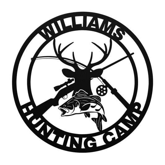 Custom Hunter Name Metal Sign, Porch Fishing Metal Sign, Outdoor Sign, Front Door Sign, Cabin Sign, Camp Sign
