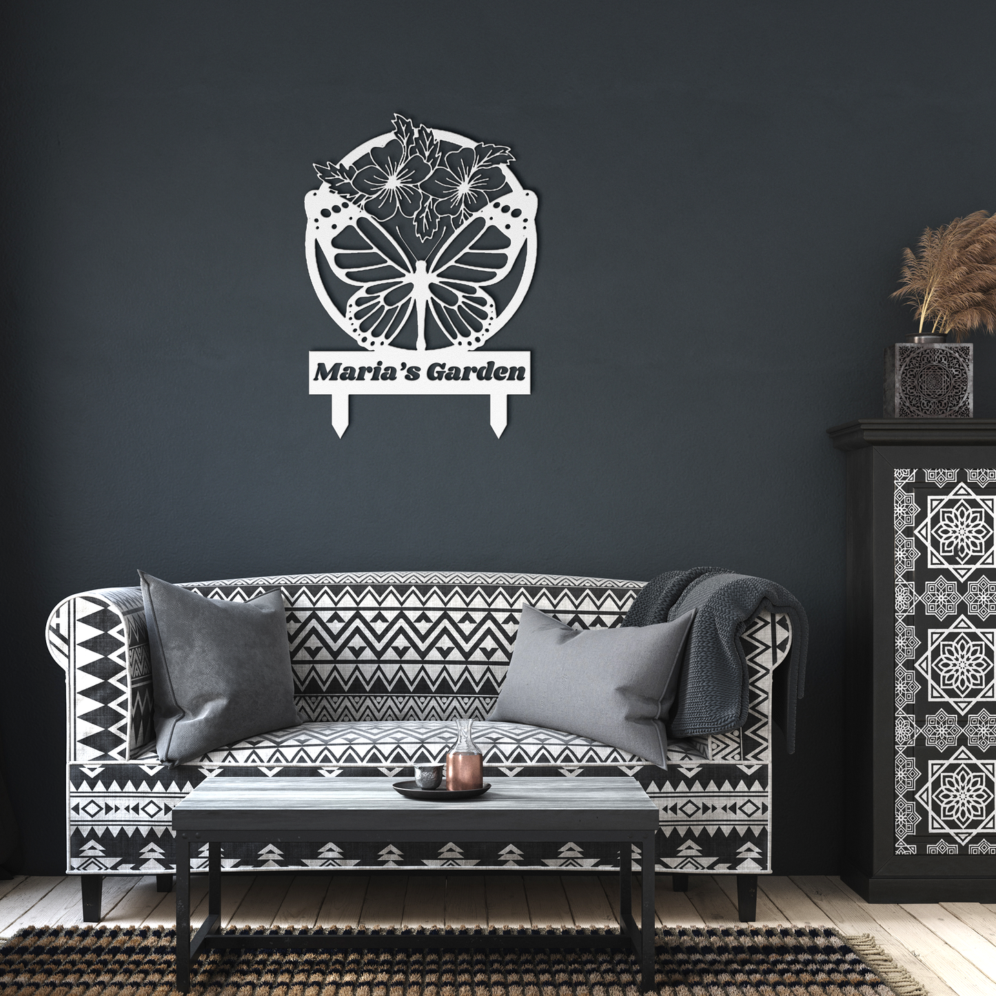 Custom_Metal_Garden_Sign_Personalized_B_White_Dark_Living_Room_Mockup.png