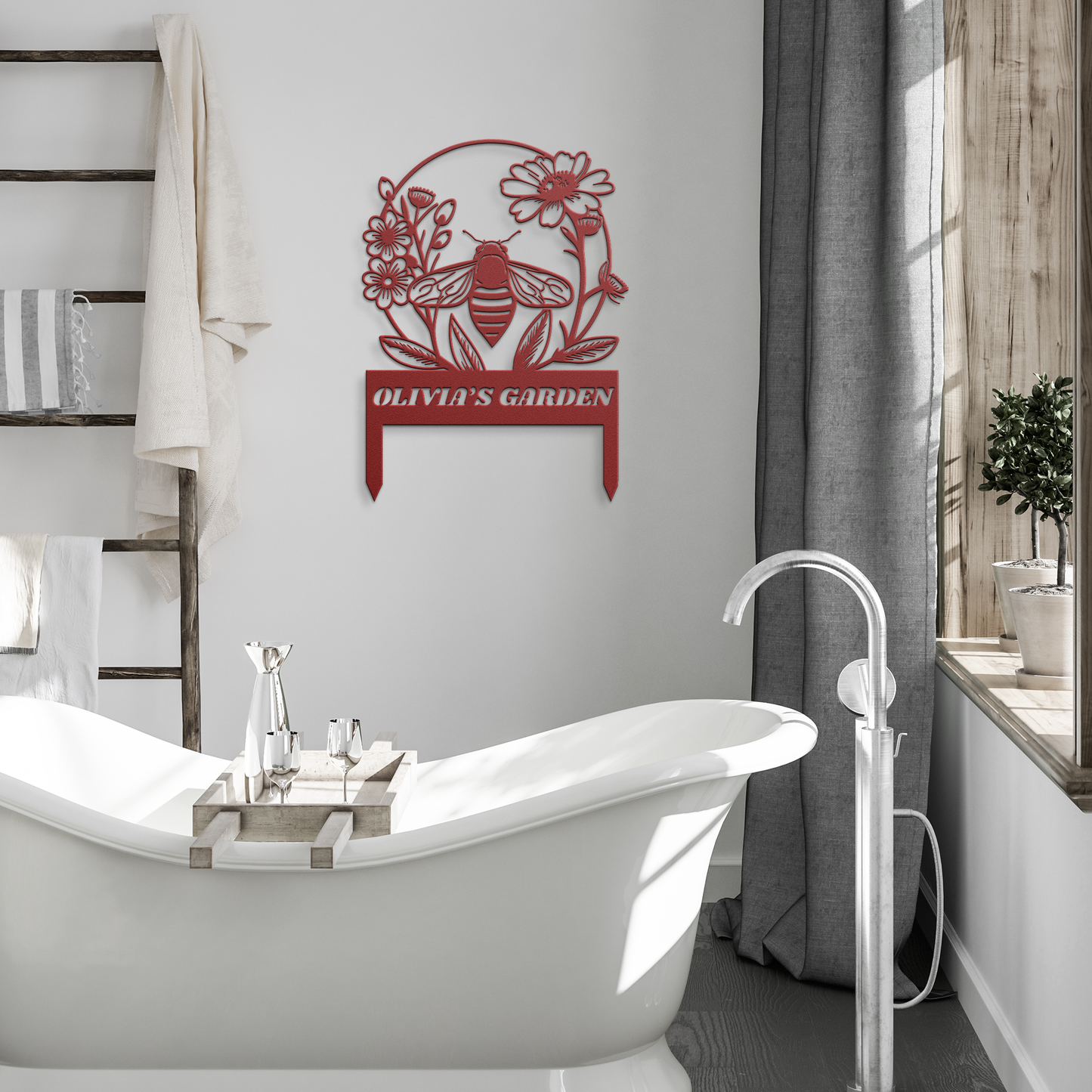 Custom_Metal_Garden_Sign_with_Stakes_Pe_Red_Modern_Bathroom_Mockup.png