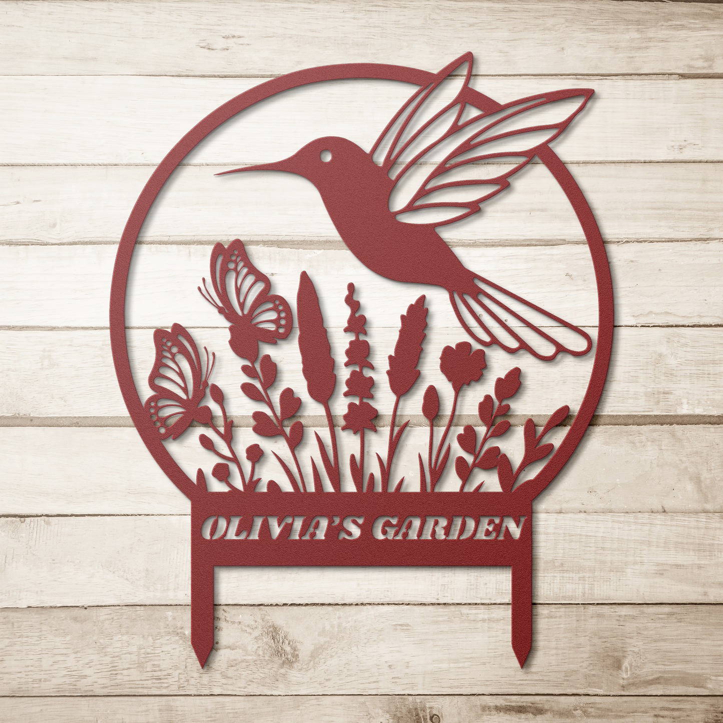 Custom_Metal_Garden_Sign_with_Stakes_Pe_Red_Simple_Wood_BKGD_Mockup.png