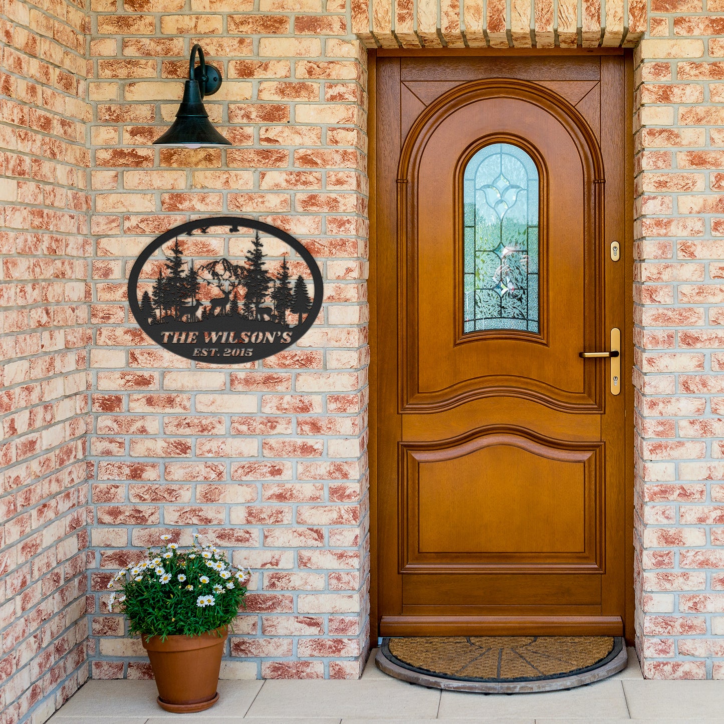 Custom Name For Ranch, Personalized Mountain Ranch Sign, Mountain Scene, Last Name Sign, Front Door Sign