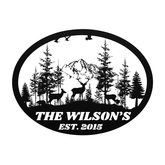 Custom Name For Ranch, Personalized Mountain Ranch Sign, Mountain Scene, Last Name Sign, Front Door Sign