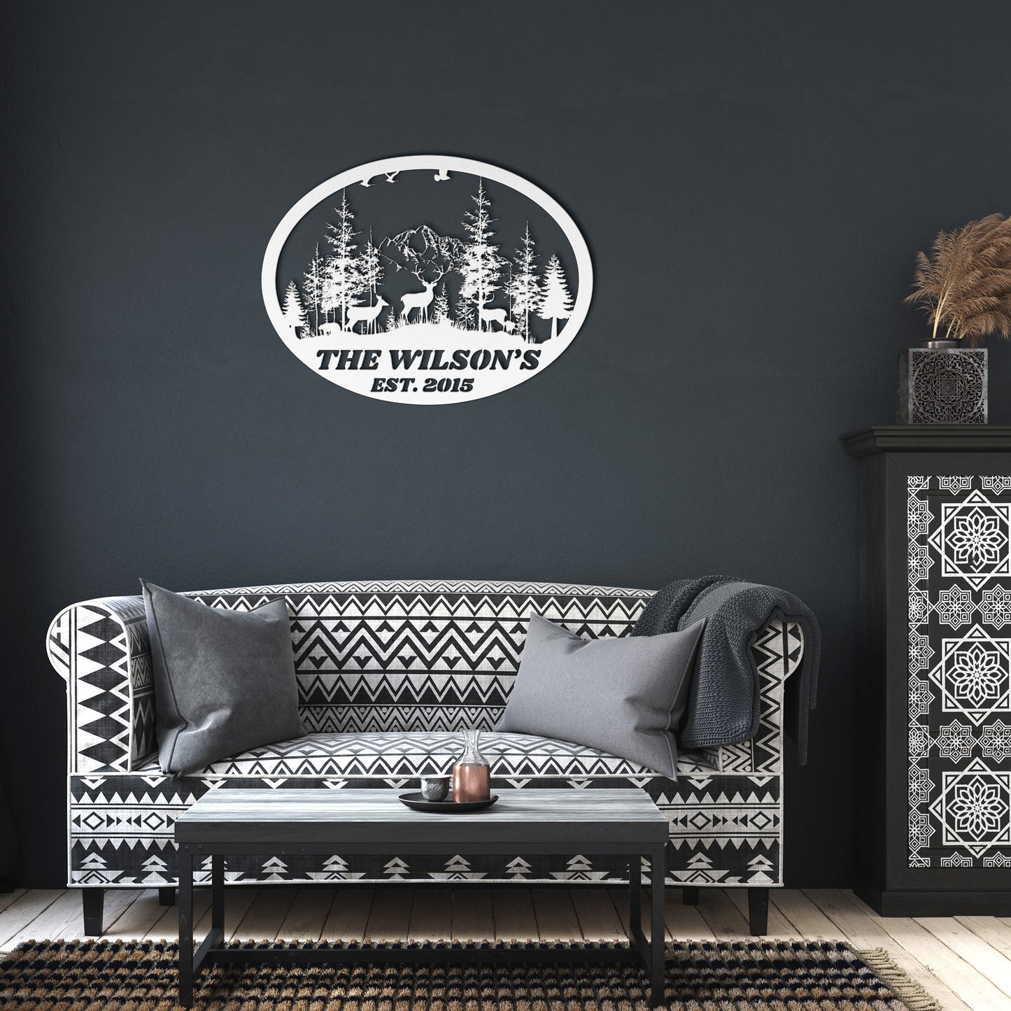 Custom Name For Ranch, Personalized Mountain Ranch Sign, Mountain Scene, Last Name Sign, Front Door Sign