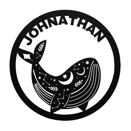 Custom Orca Whale celestial metal sign, Celestial Art, Kids Room Decor, Home Decor, Metal Sign Wall Art