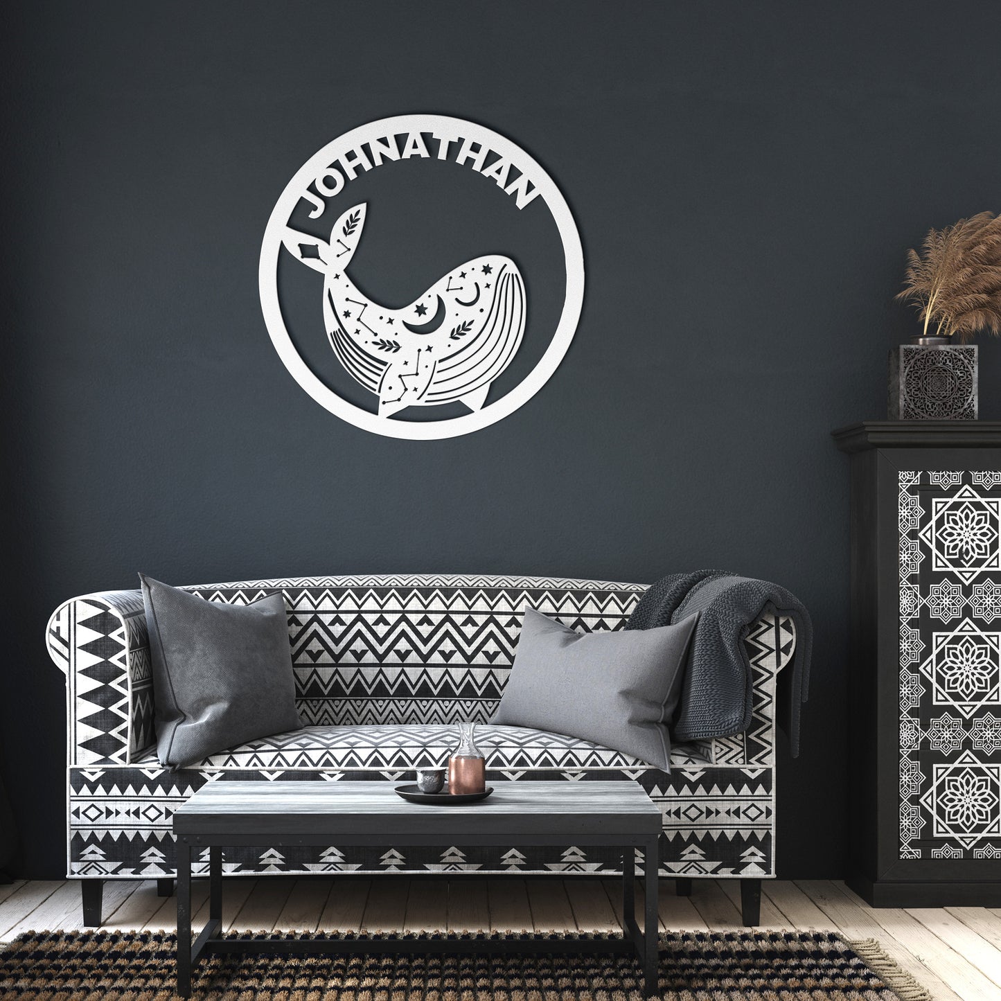 Custom Orca Whale celestial metal sign, Celestial Art, Kids Room Decor, Home Decor, Metal Sign Wall Art