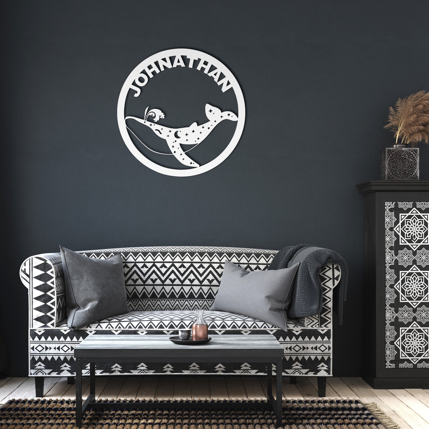 Custom Orca Whale celestial metal sign, Celestial Art, Kids Room Decor, Home Decor, Metal Sign Wall Art