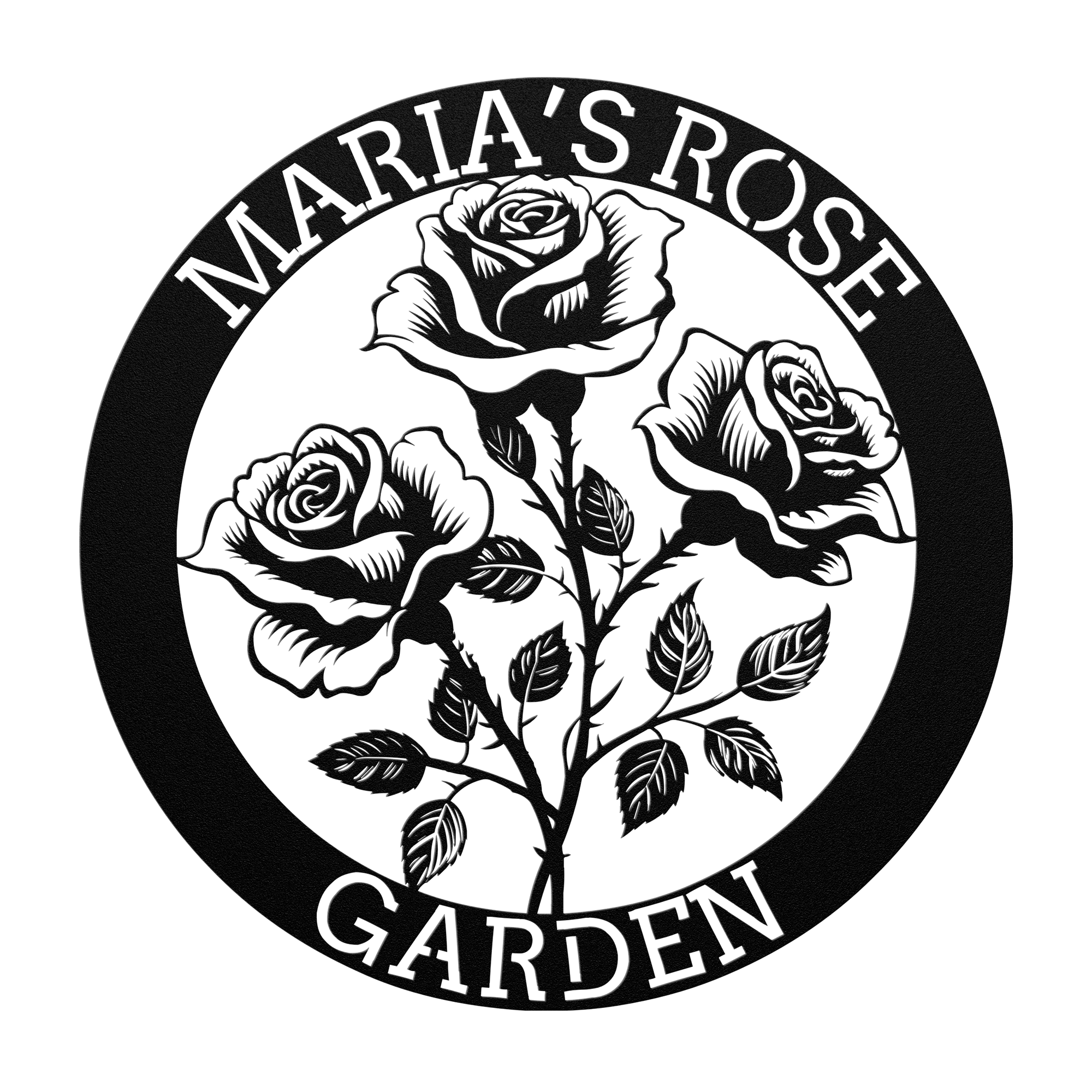 Custom Rose Monogram, Rose Metal Sign, Garden Flower Sign, Housewarmin ...