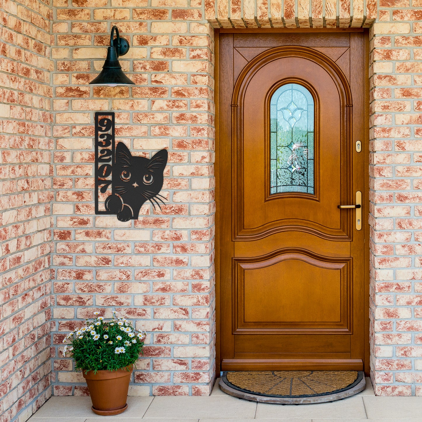 Custom Vertical or Horizontal House Number Sign, Figured Cat Mailbox Number, Outdoor Address Sign