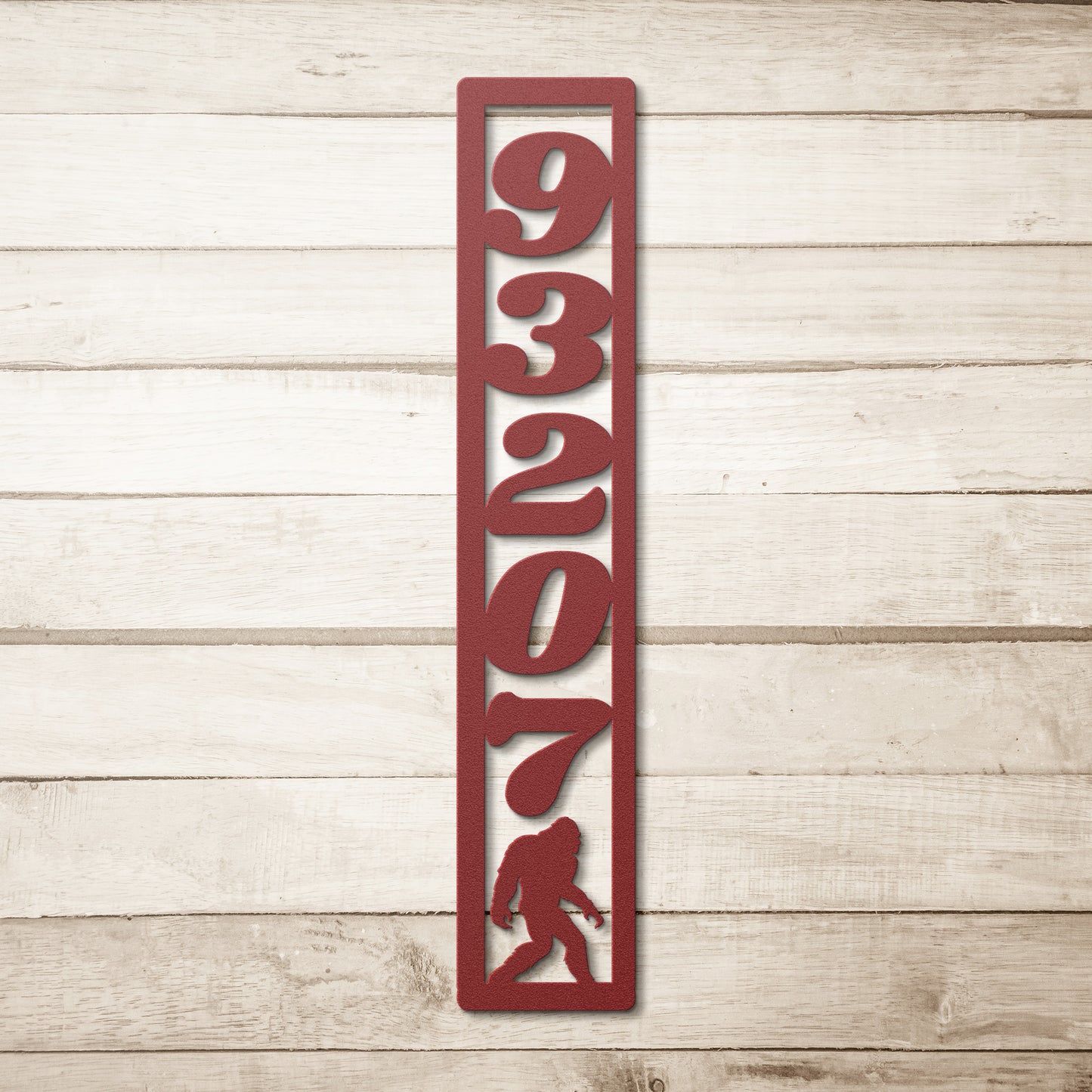 Custom Vertical or Horizontal House Number Sign, figured Bigfoot Mailbox Number, Vertical or Horizontal Metal Address Sign, Outdoor Address Sign