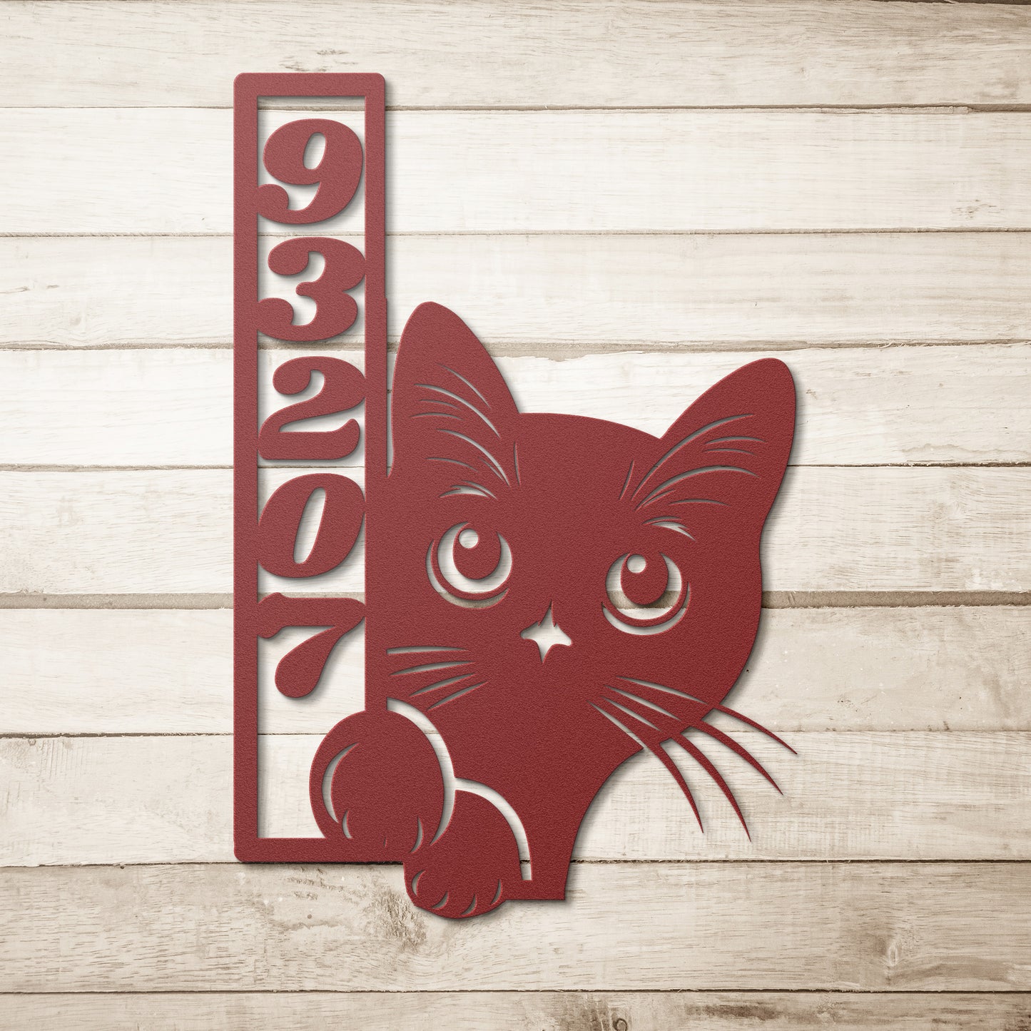 Custom Vertical or Horizontal House Number Sign, Figured Cat Mailbox Number, Outdoor Address Sign