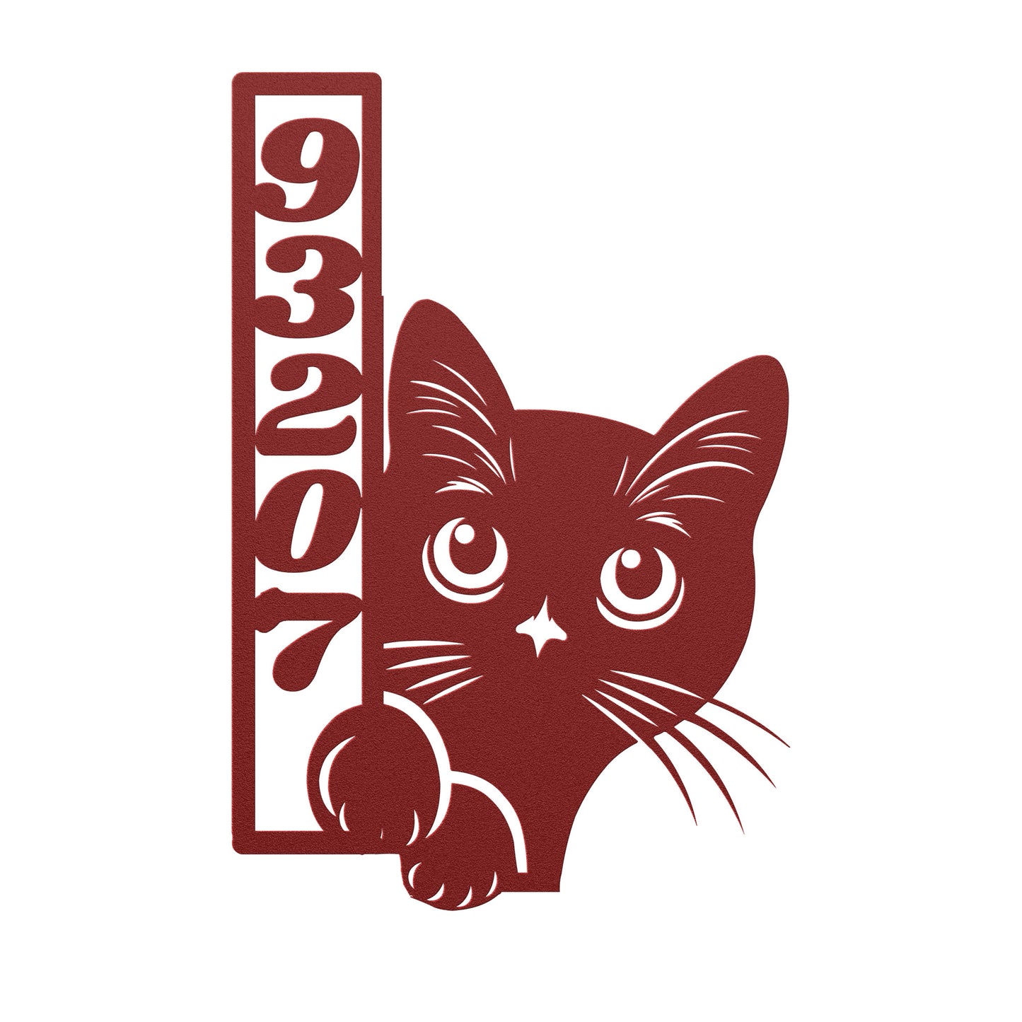 Custom Vertical or Horizontal House Number Sign, Figured Cat Mailbox Number, Outdoor Address Sign