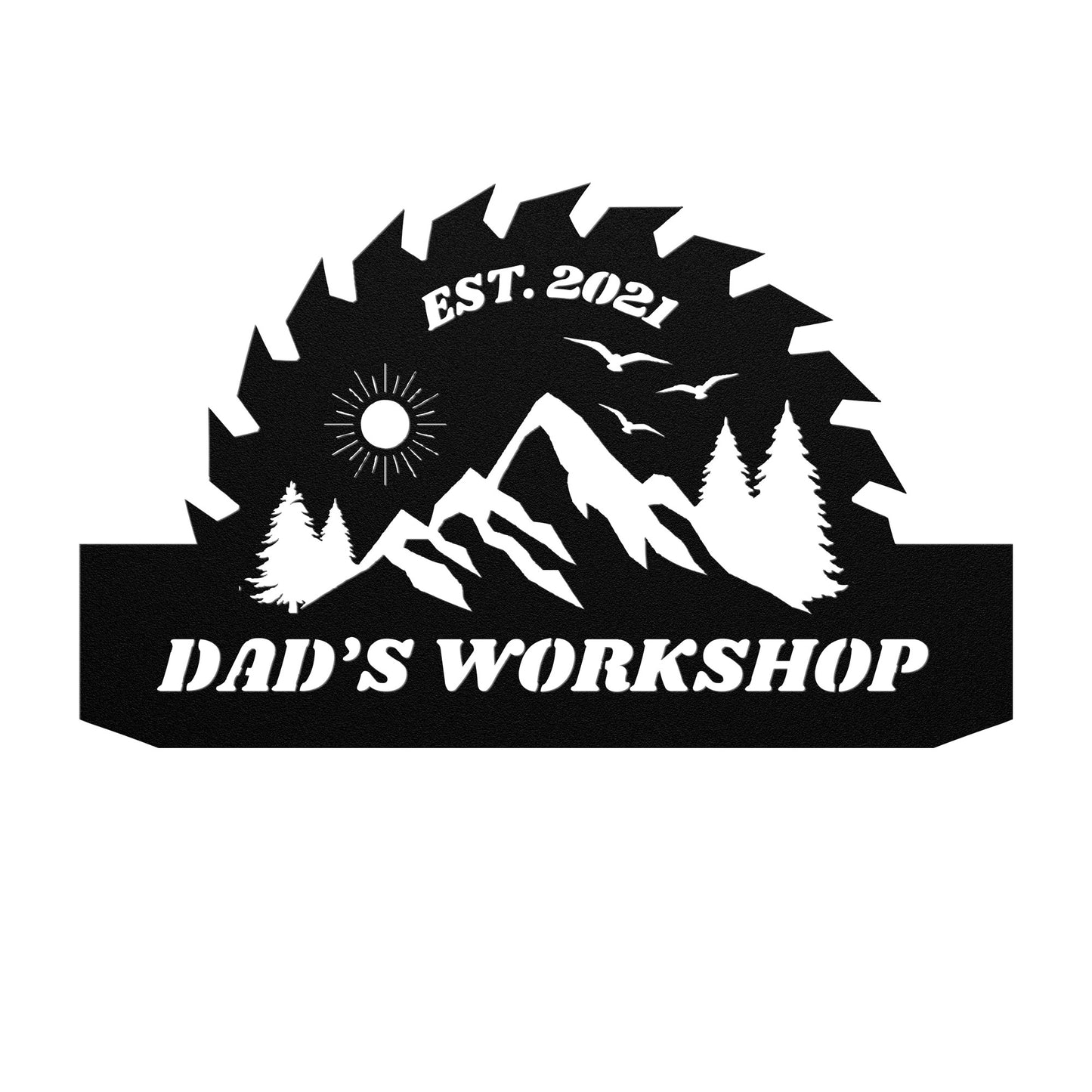 Custom Workshop Sign, Father's day gift, Dad's Shop Garage Sign, Saw blade sign, Christmas gift for father.