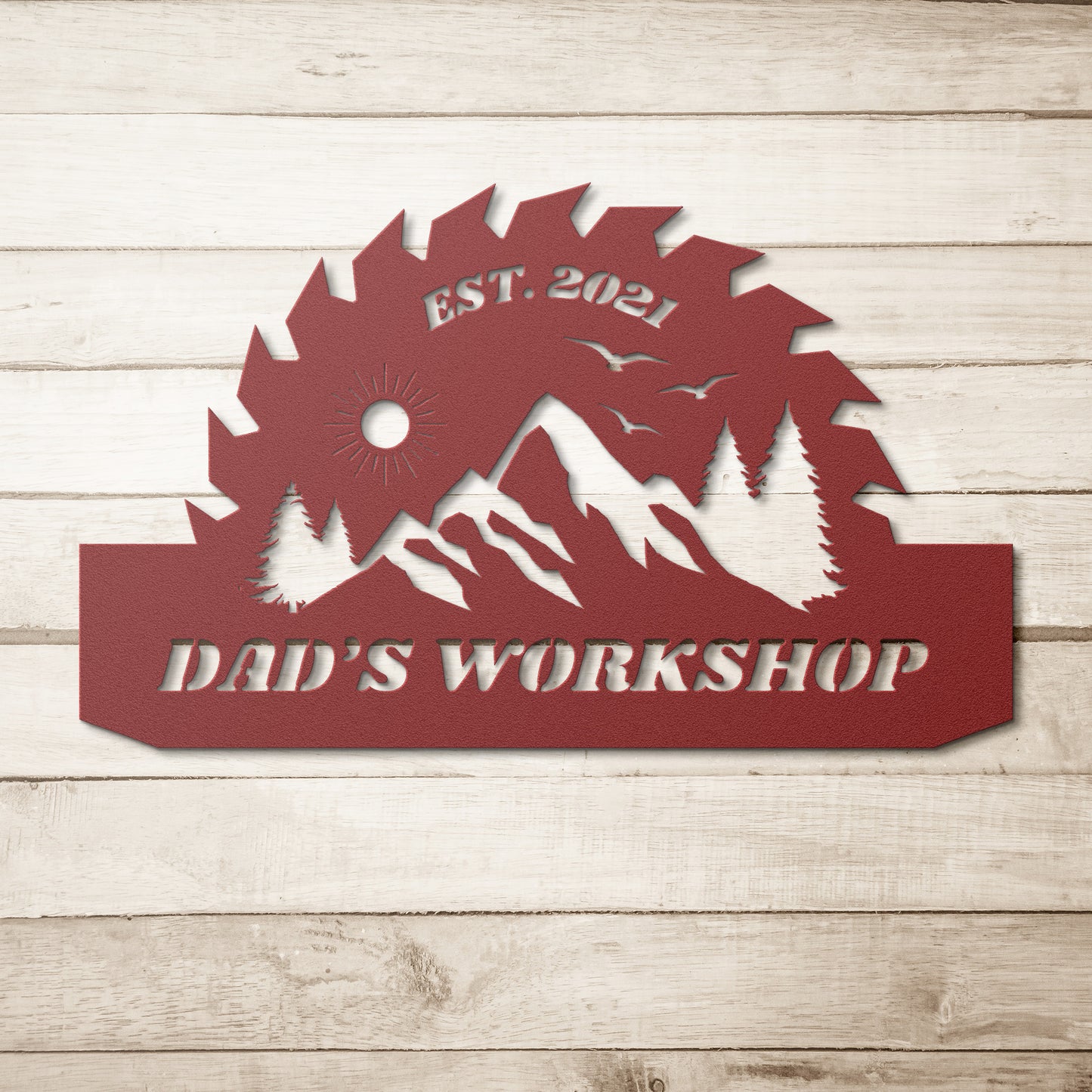 Custom Workshop Sign, Father's day gift, Dad's Shop Garage Sign, Saw blade sign, Christmas gift for father.