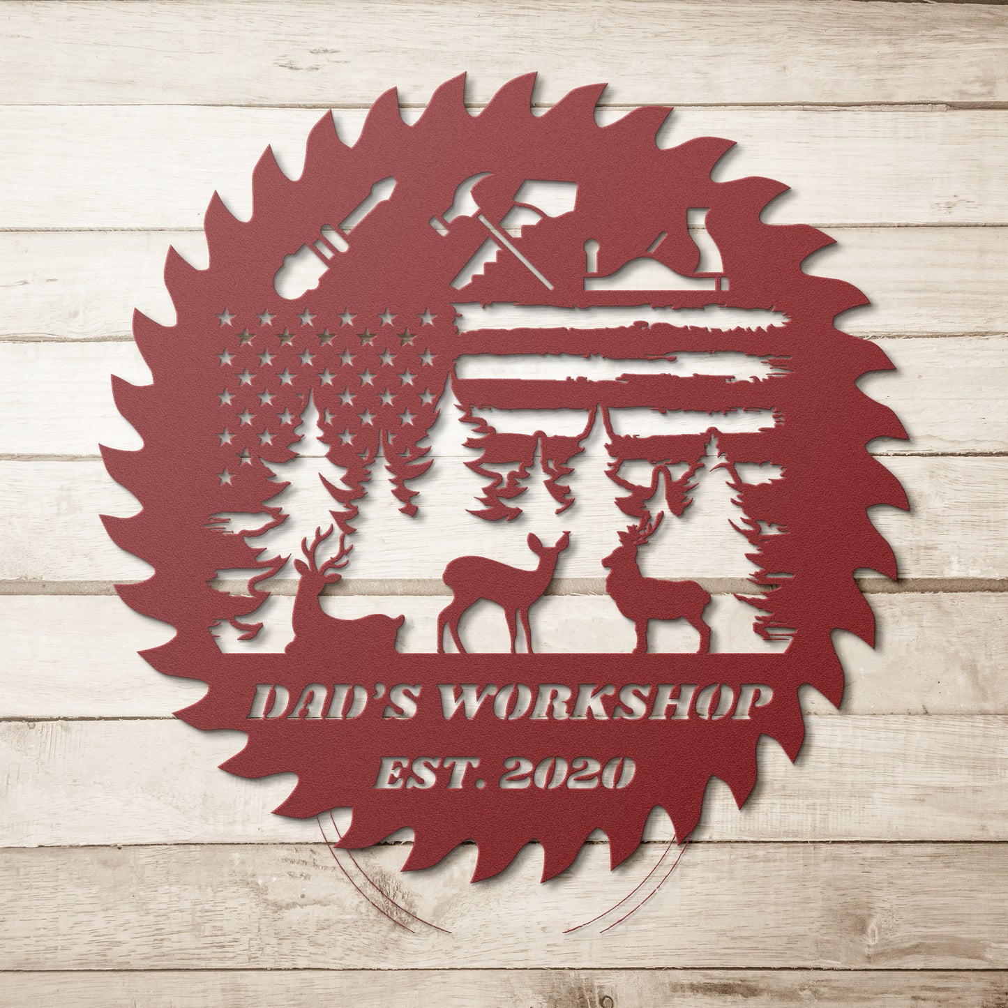 Custom Workshop Sign, Father's day gift, Dad's Shop Garage Sign, Saw blade sign, Christmas gift for father.