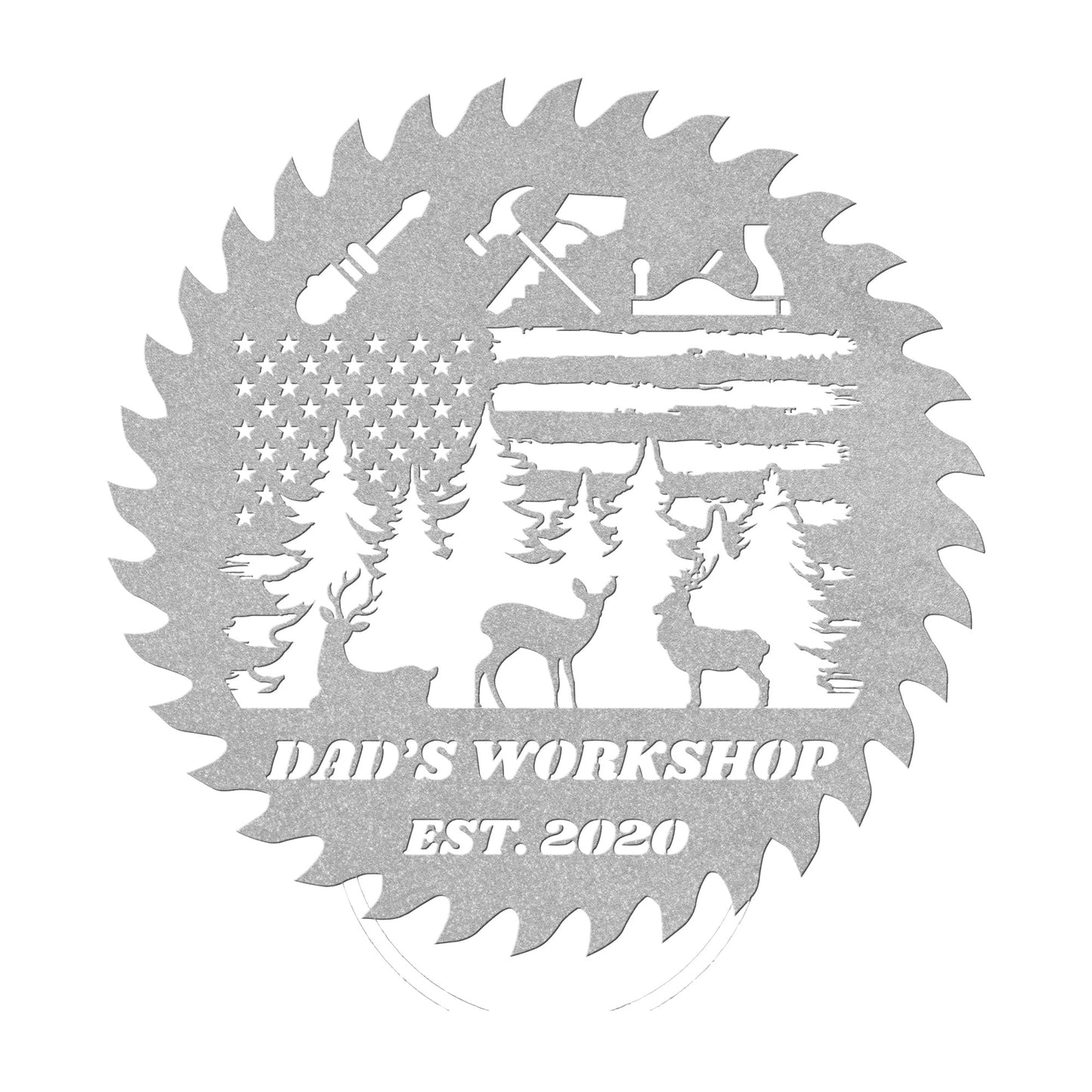 Custom Workshop Sign, Father's day gift, Dad's Shop Garage Sign, Saw blade sign, Christmas gift for father.