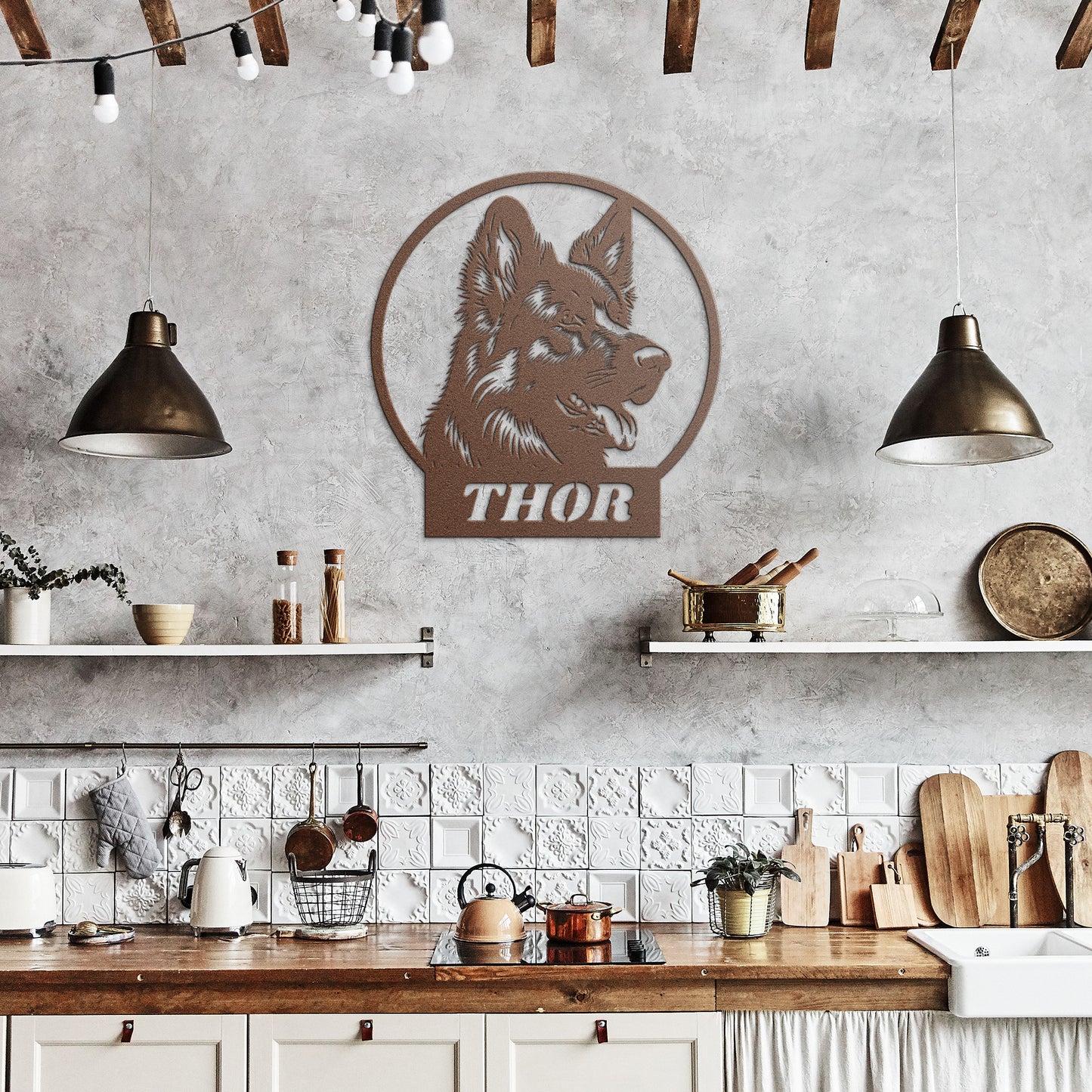 Custom name for German Shepherd Dog Silhouette Metal Sign