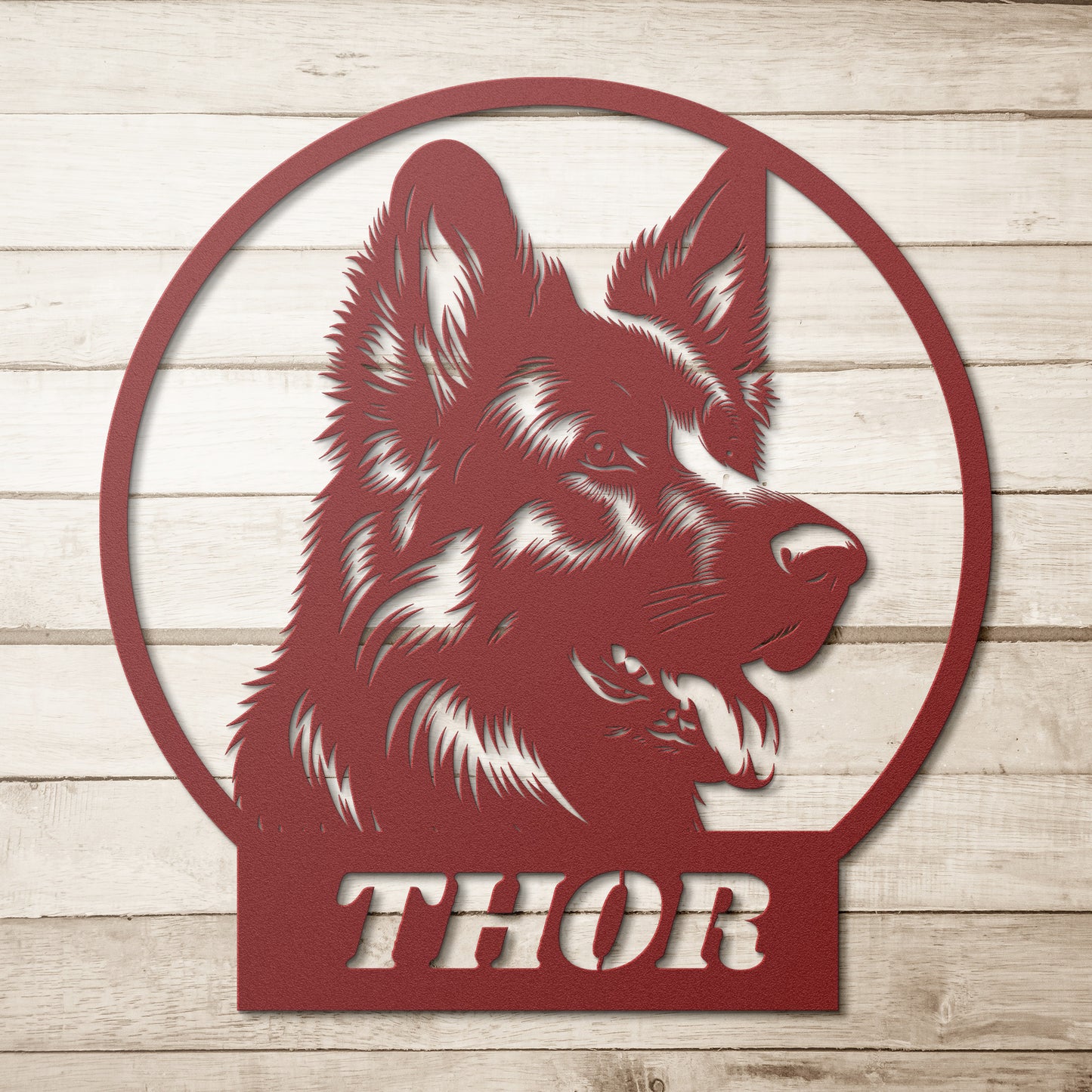 Custom name for German Shepherd Dog Silhouette Metal Sign