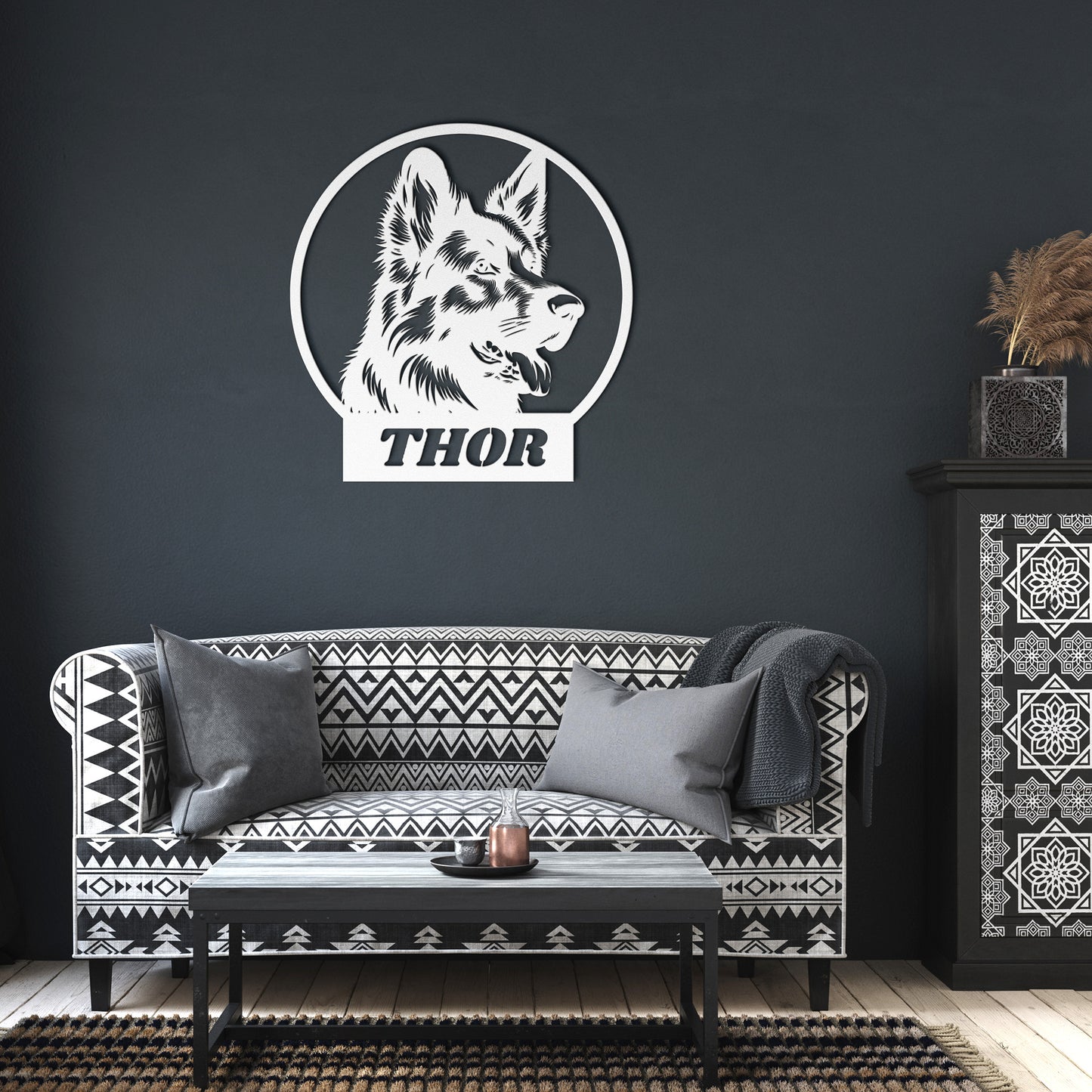 Custom name for German Shepherd Dog Silhouette Metal Sign