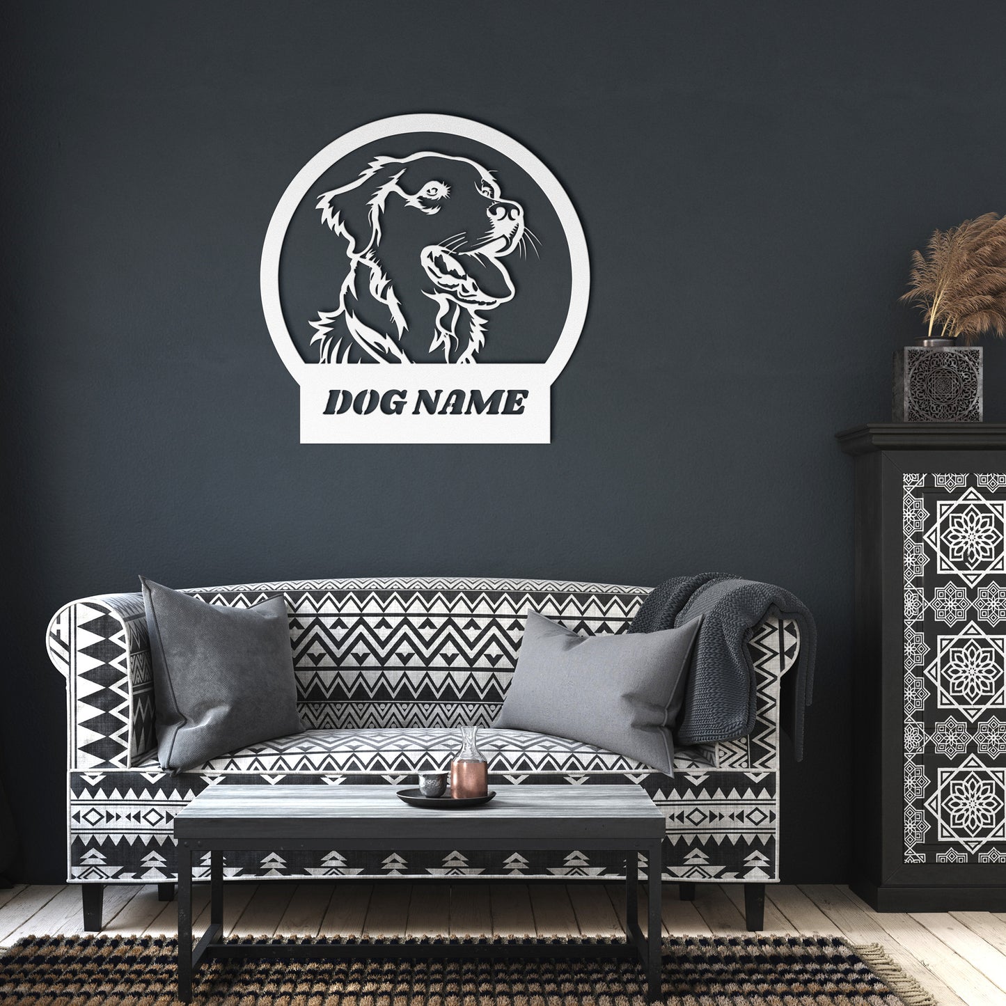 Custom name for Golden Retriever, Personalized Dog Silhouette Metal Sign, Gift for Dog Lovers, metal wall art home decor