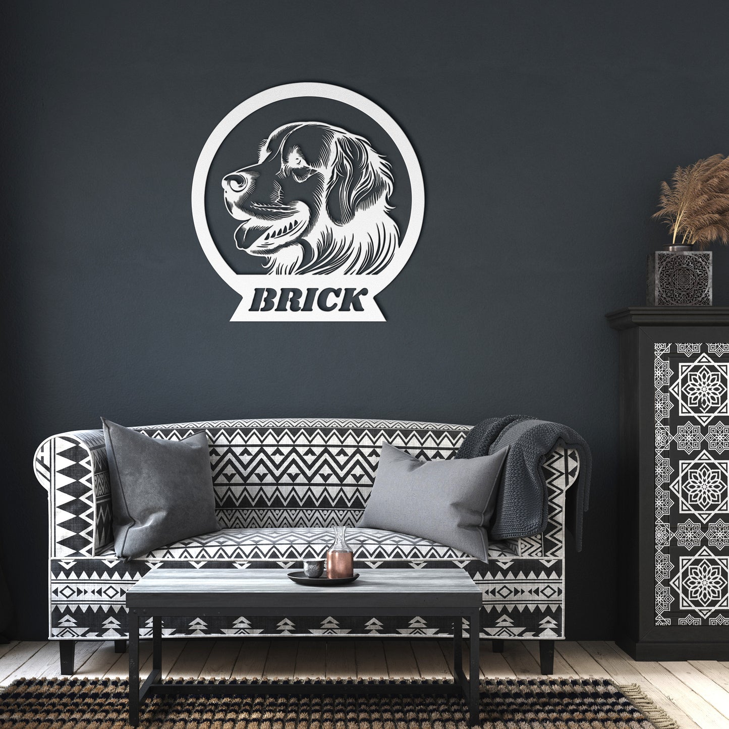 Custom name for Golden Retriever, Personalized Dog Silhouette Metal Sign, Gift for Dog Lovers, metal wall art home decor