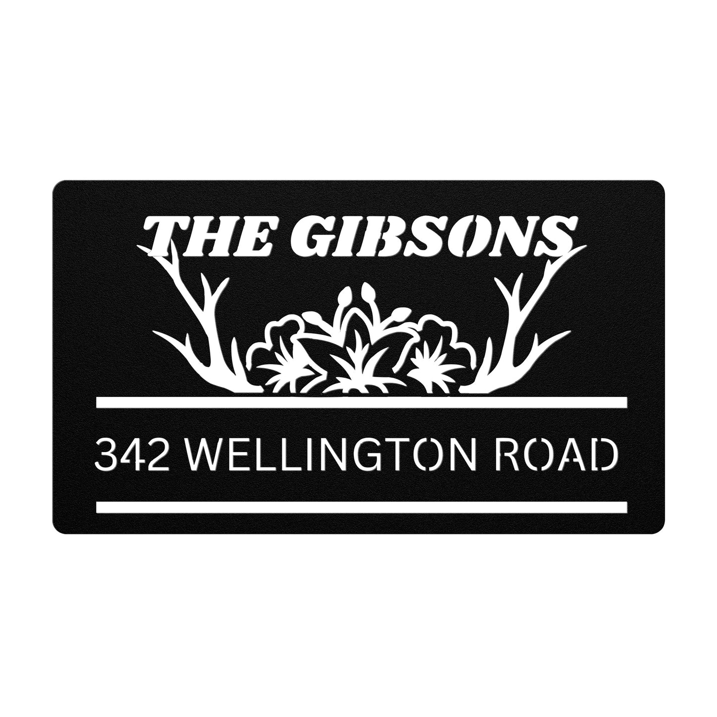 Customizable Deer Antler Family Name And Address Monogram Sign, Deer Antler Decor