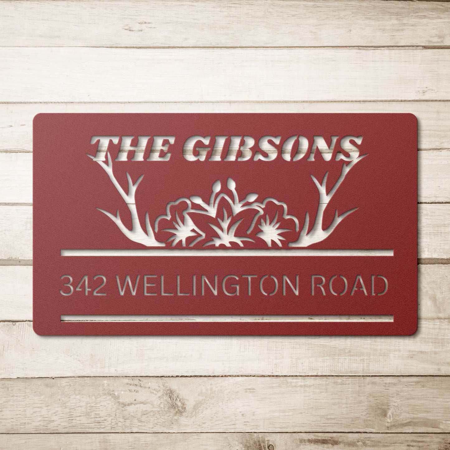 Customizable Deer Antler Family Name And Address Monogram Sign, Deer Antler Decor