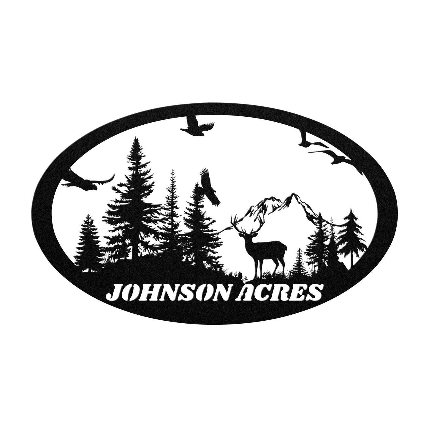 Customized Name Buck Mountain Metal Hanging Sign, Farmhouse Ranch sign, House Number sign