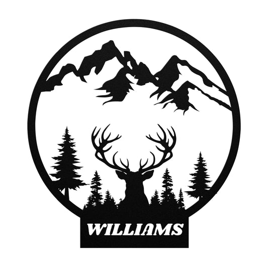 Deer Hunter Gift, Custom Family Name Sign, Last Name Deer Monogram Cabin Decor