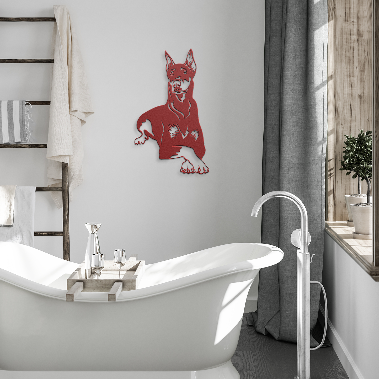 Doberman_Pinscher_Metal_Sign_Doberman_D_Red_Modern_Bathroom_Mockup.png