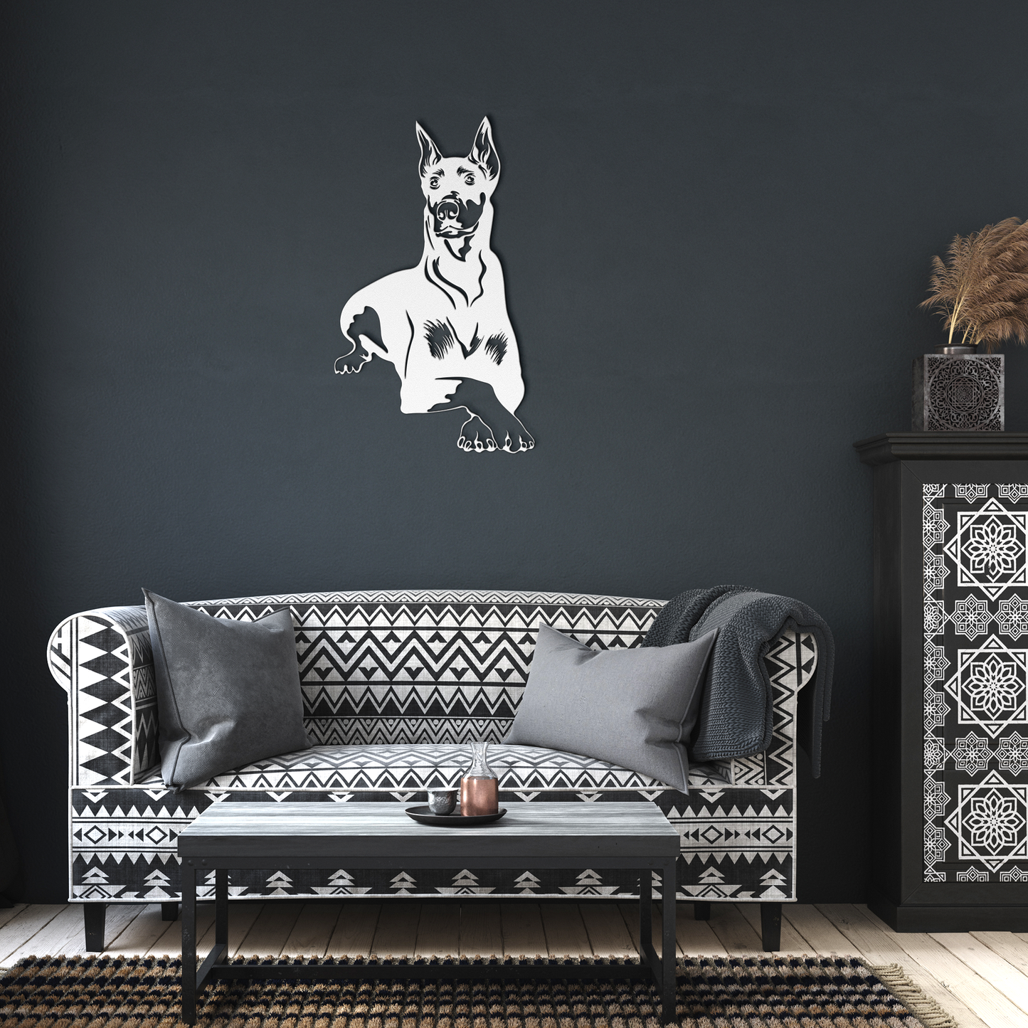 Doberman_Pinscher_Metal_Sign_Doberman_D_White_Dark_Living_Room_Mockup.png