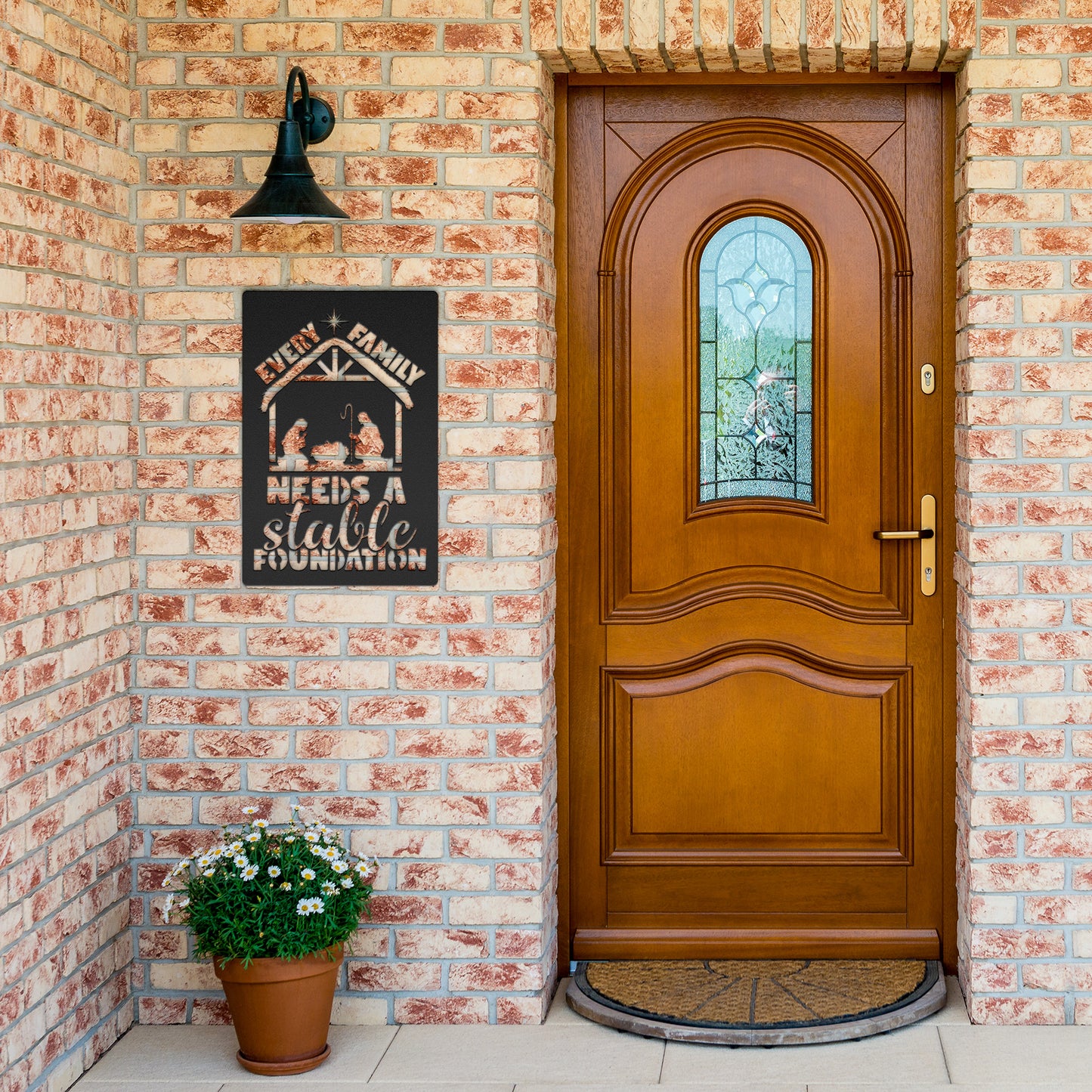 Every Family Needs A Stable Foundation Metal Sign, Jesus Nativity scene, Xmas Jesus, Christian Sign, Metal Wall Art, Housewarming Gift,